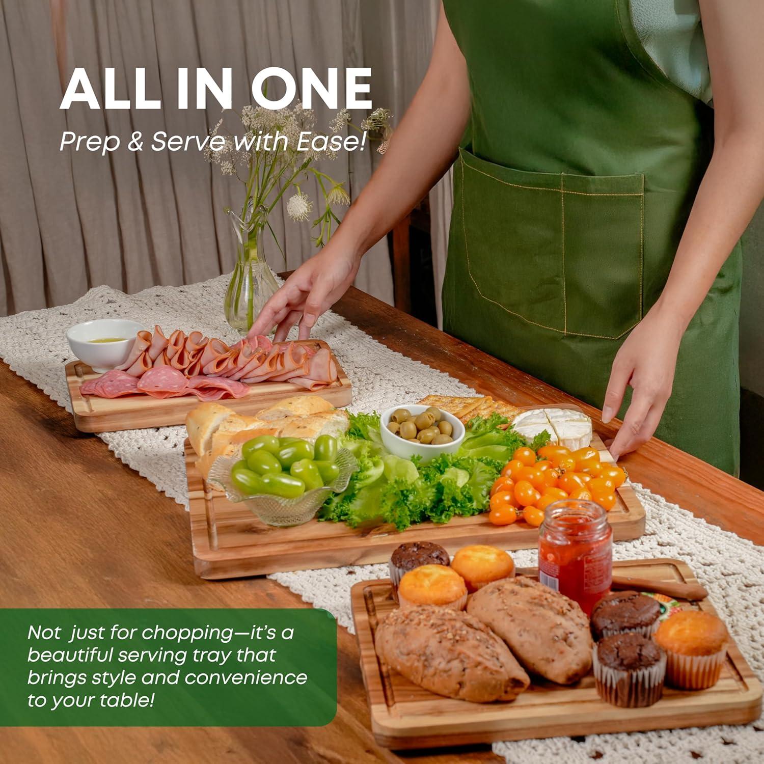 Juego de 3 Tablas de Cortar de Madera de Acacia VieWood