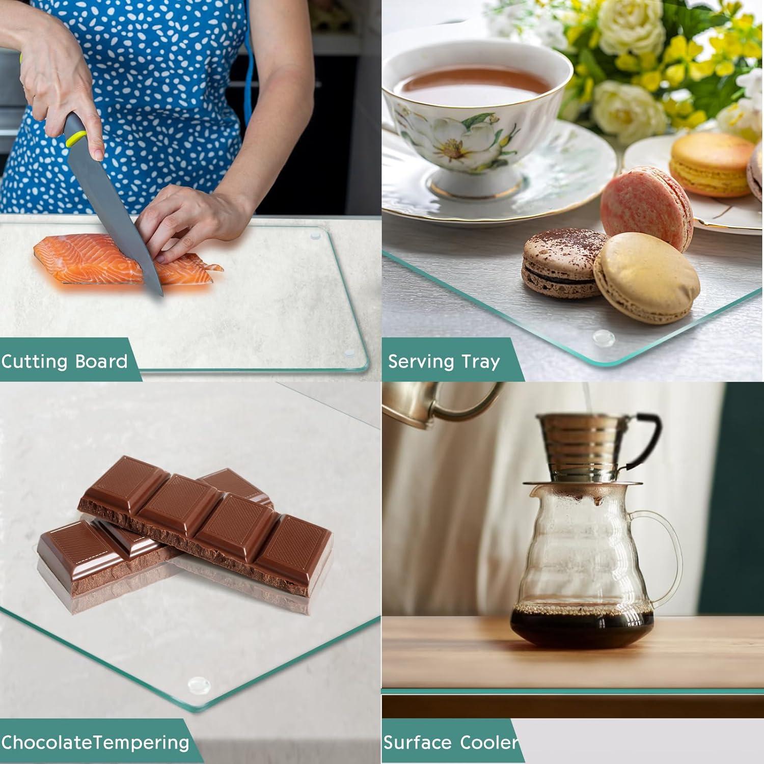 Juego de 4 Tablas de Cortar de Vidrio Templado LANGBOHOS