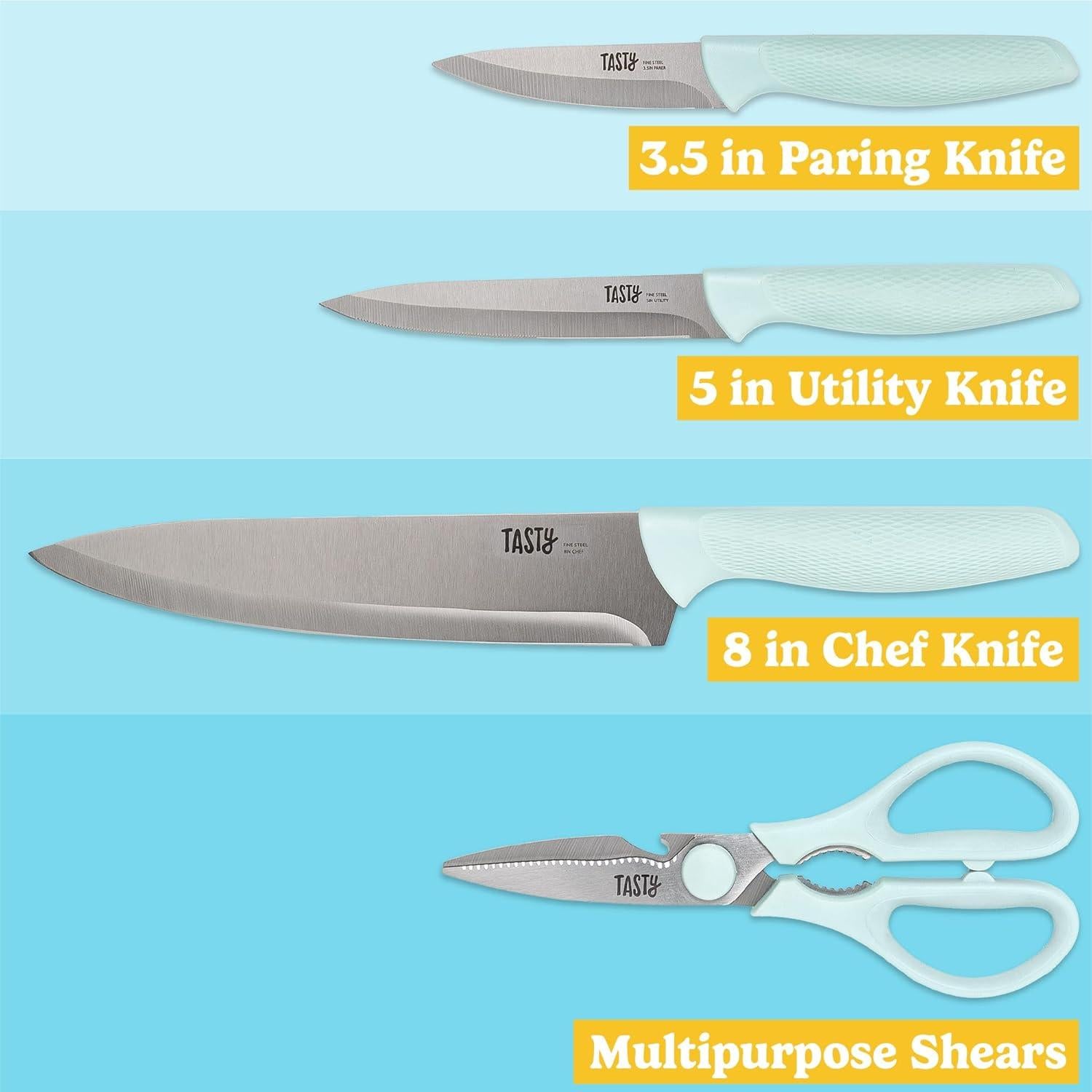 Conjunto de Cuchillos y Tabla de Cortar Tasty 5 Piezas Acero Inoxidable
