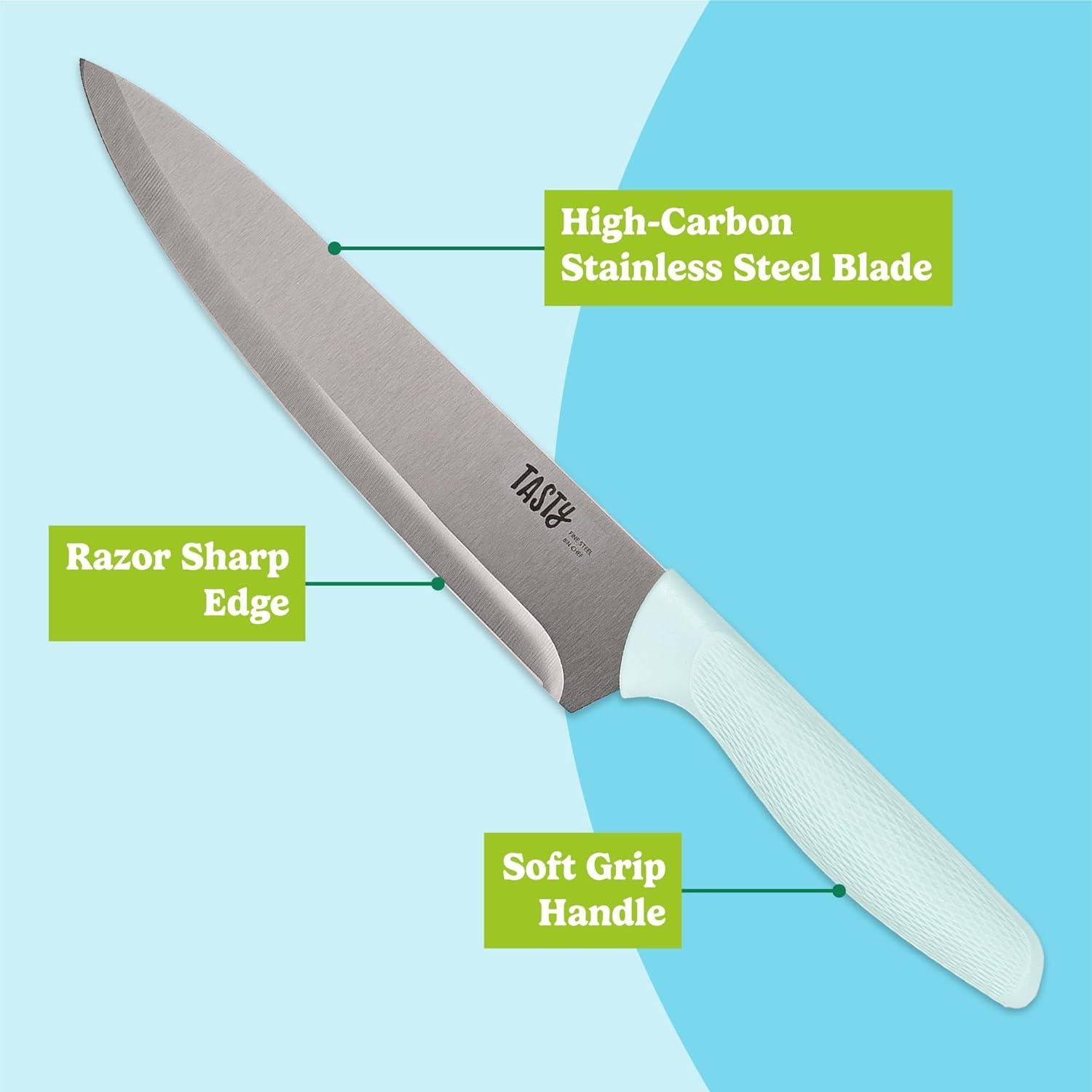 Conjunto de Cuchillos y Tabla de Cortar Tasty 5 Piezas Acero Inoxidable