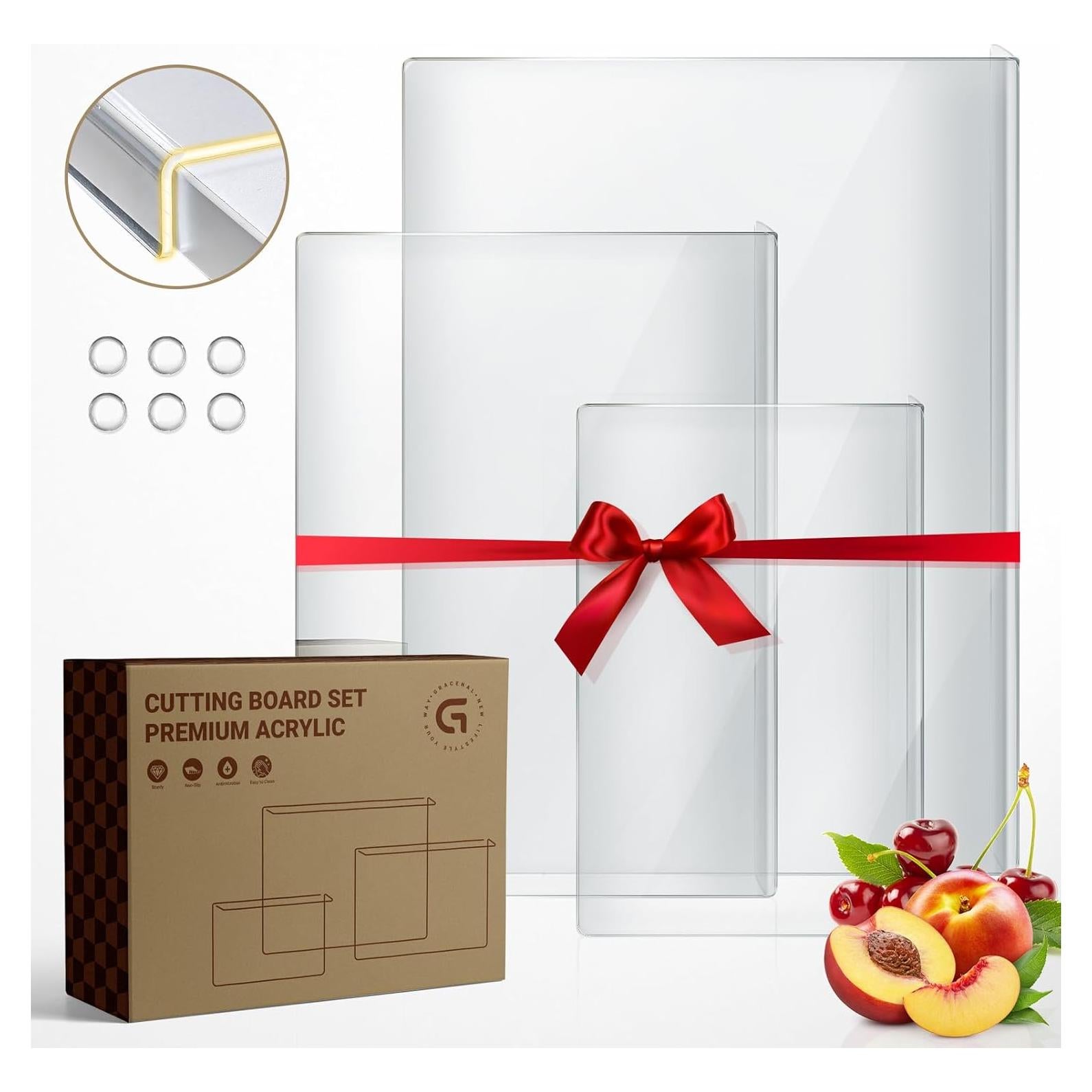 Juego de 3 Tablas de Cortar Acrílico Gracenal Antideslizantes