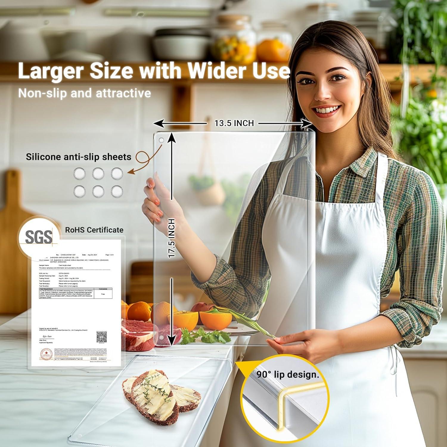 Juego de 3 Tablas de Cortar Acrílico Gracenal Antideslizantes