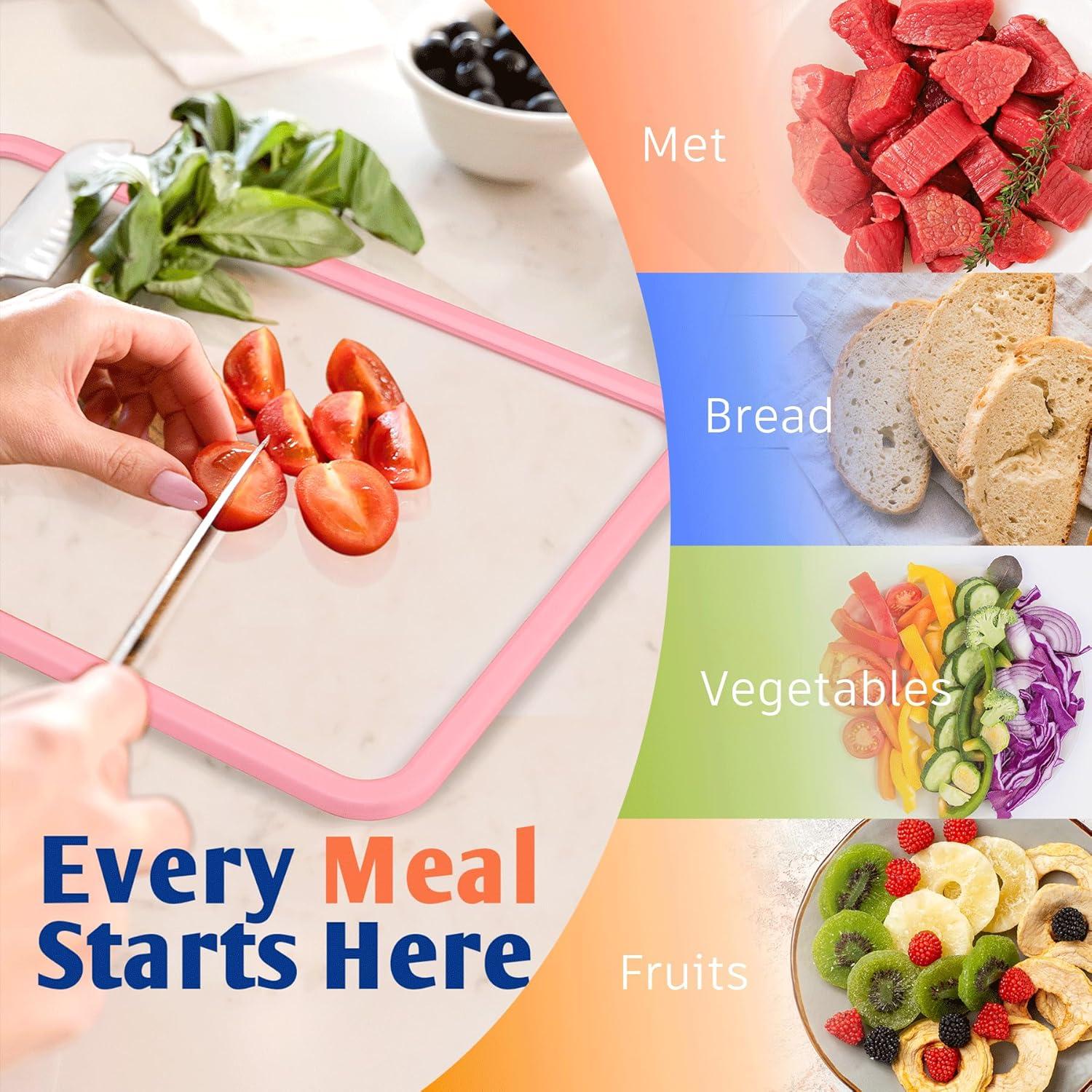 Juego de Tablas de Cortar de Vidrio YSHXNX Rosa 2 Piezas