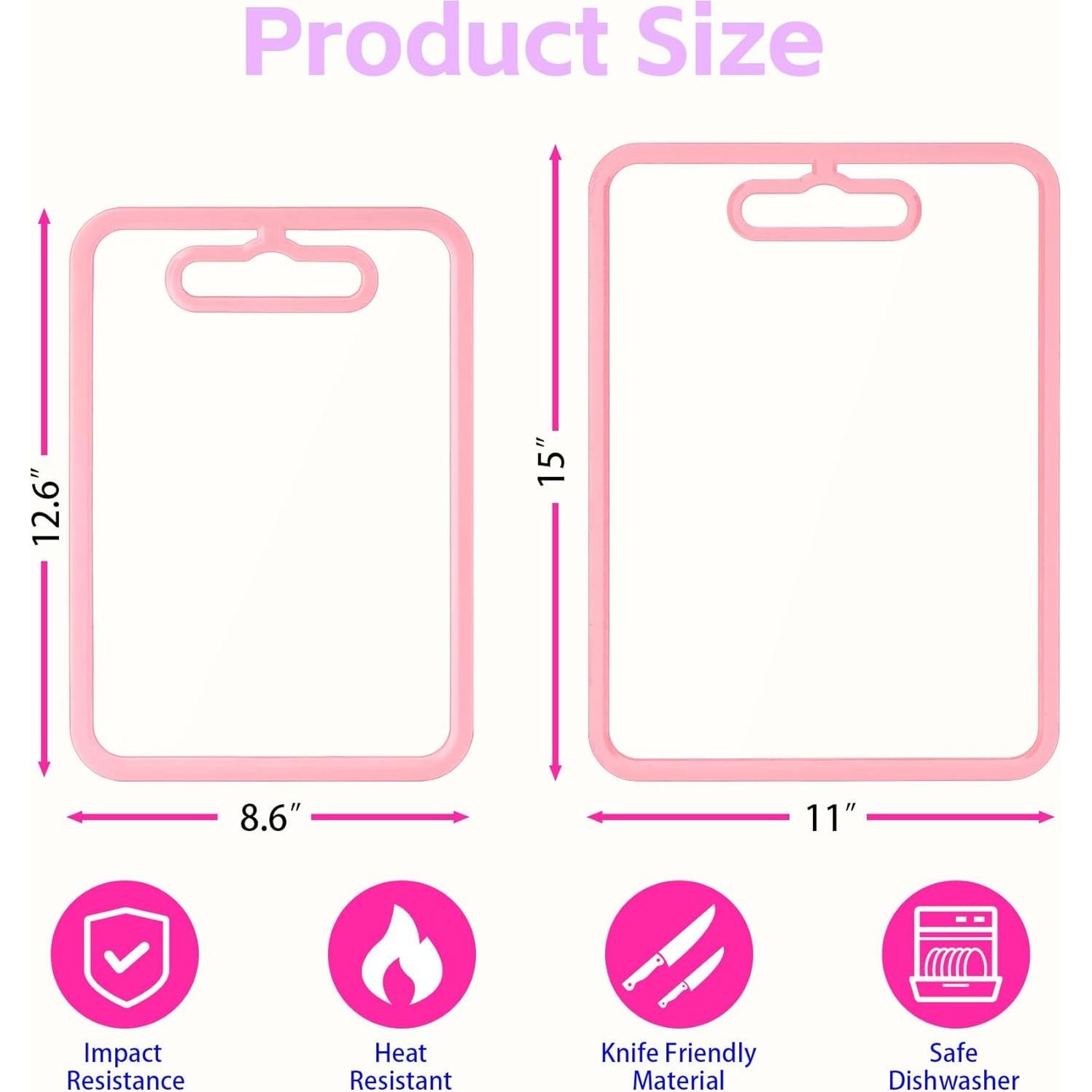 Juego de Tablas de Cortar de Vidrio YSHXNX Rosa 2 Piezas