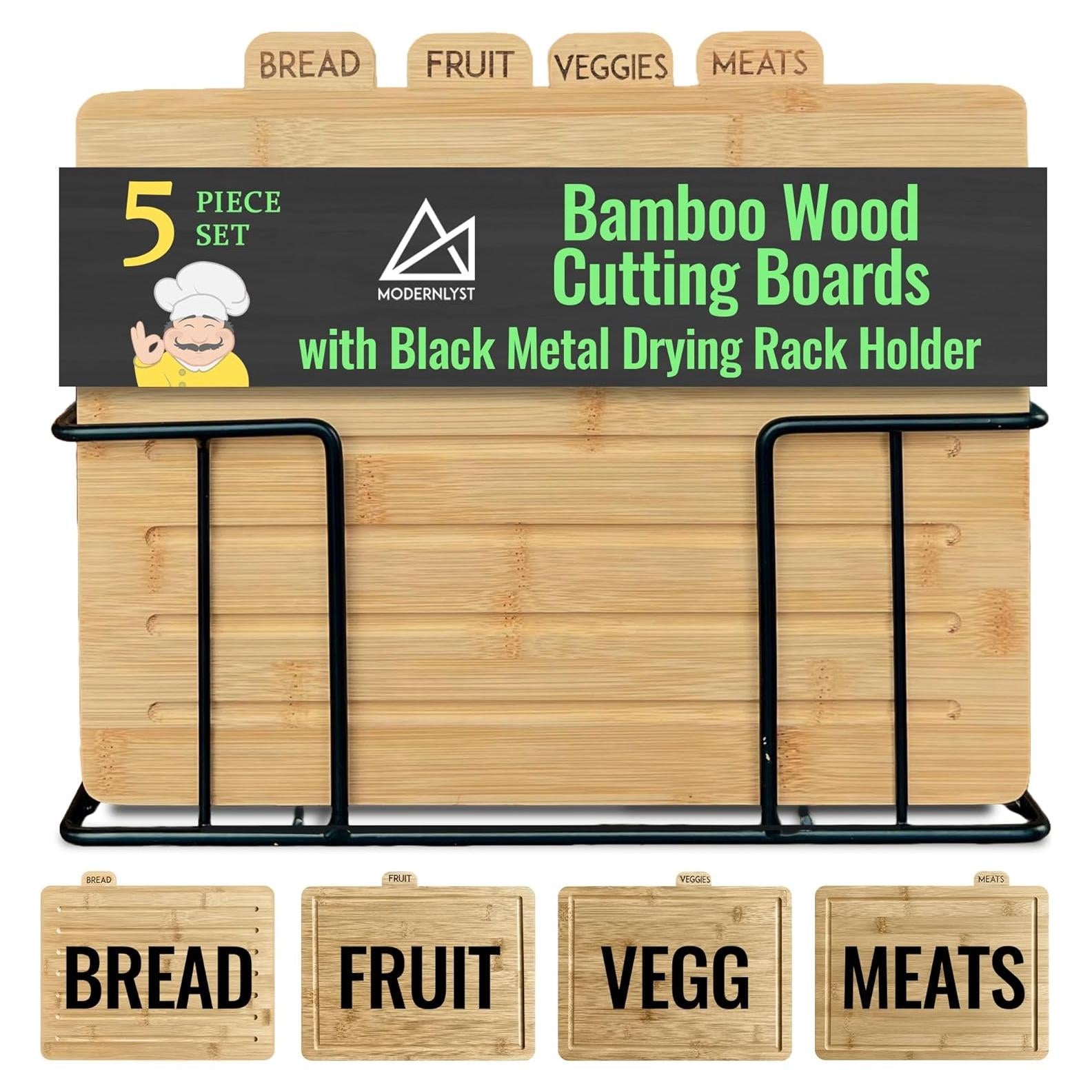 Juego de Tablas de Cortar de Madera Modernlyst con Soporte