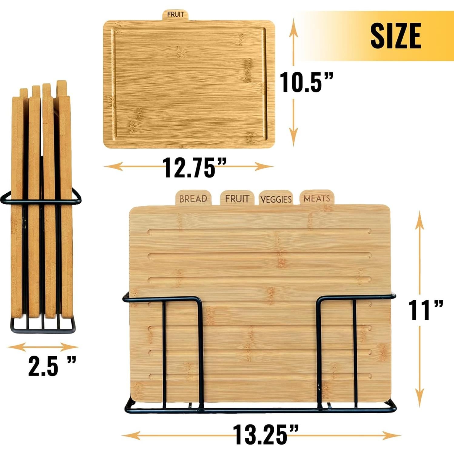 Juego de Tablas de Cortar de Madera Modernlyst con Soporte