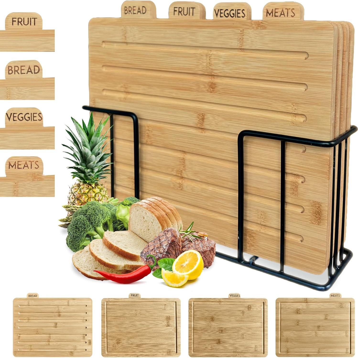 Juego de Tablas de Cortar de Madera Modernlyst con Soporte