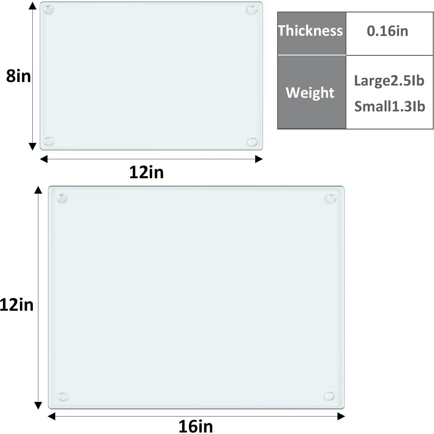 Juego de 4 Tablas de Cortar de Vidrio Templado LADIHAB