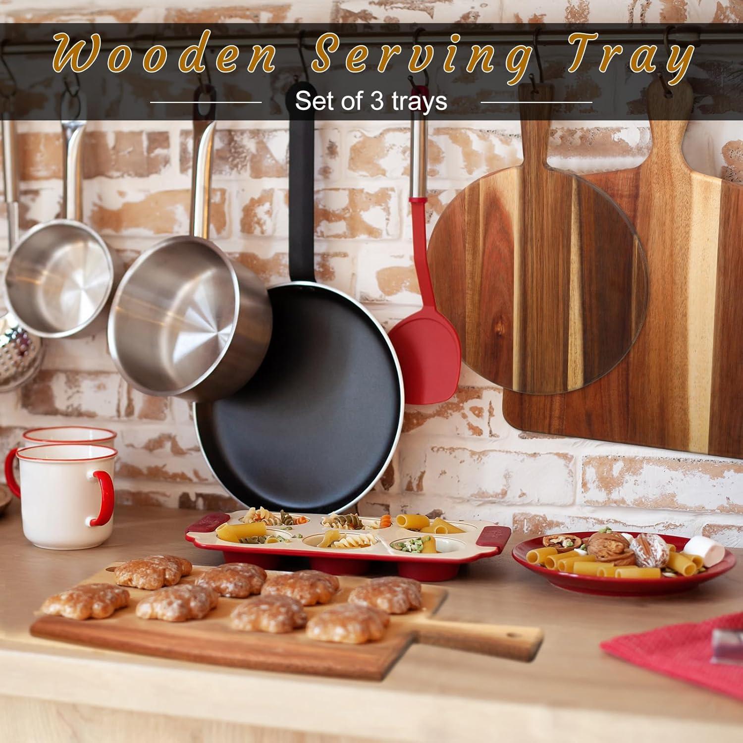 Juego de 3 Tablas de Cortar de Madera Zhehao - Acacia 40x30 cm