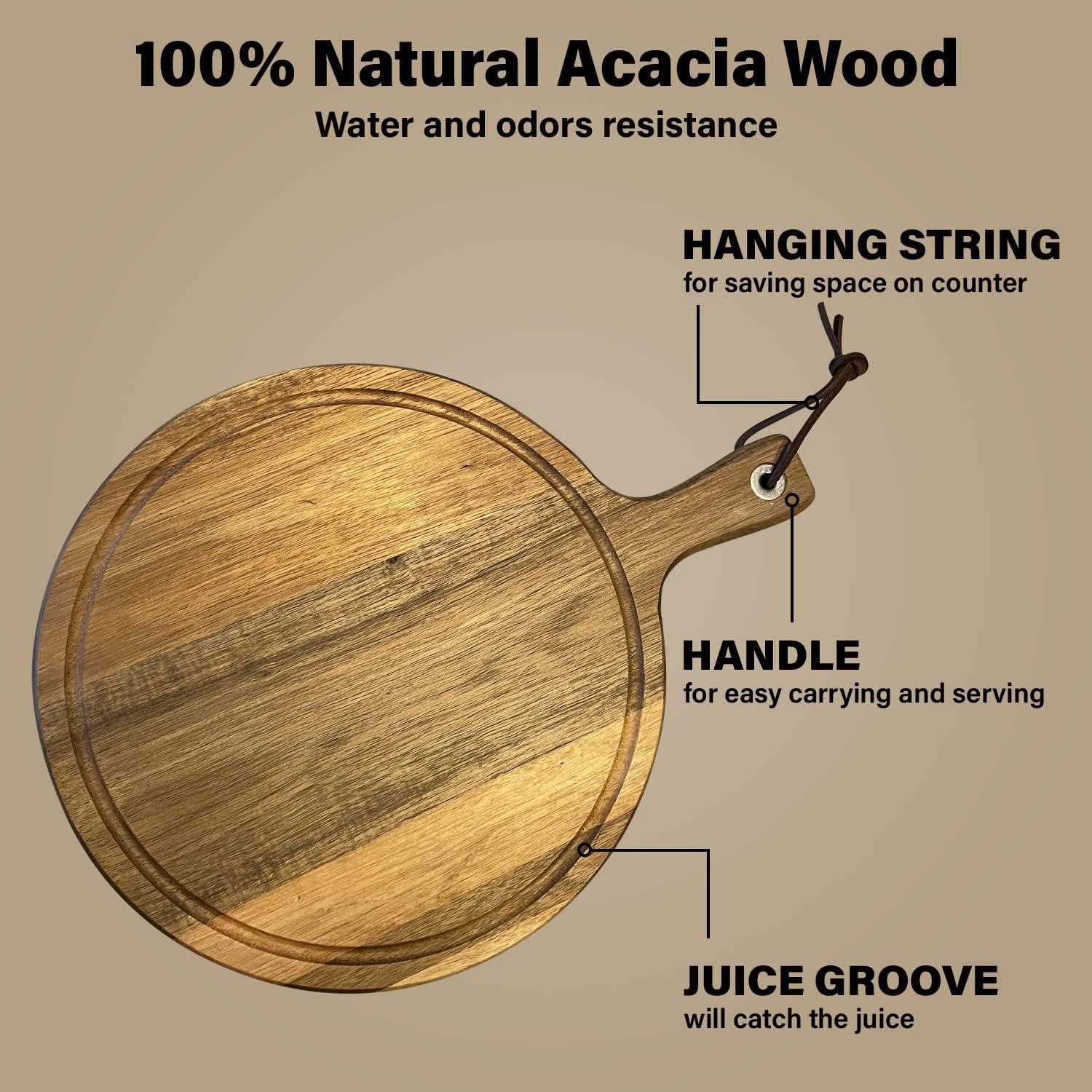 Juego de 3 Tablas de Cortar de Madera de Acacia Homwoody