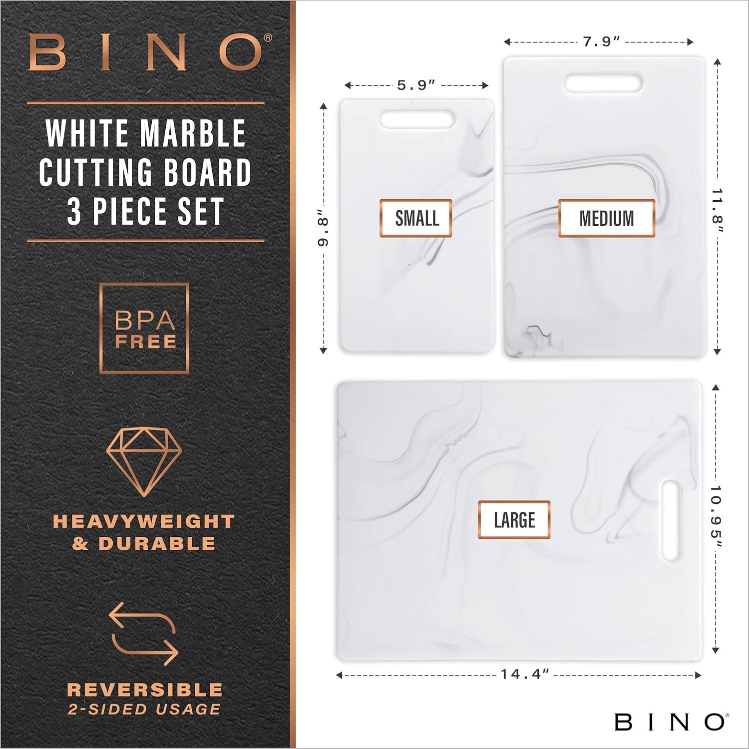 Juego de 3 Tablas de Cortar BINO - Plástico Marmol Apto Lavavajillas