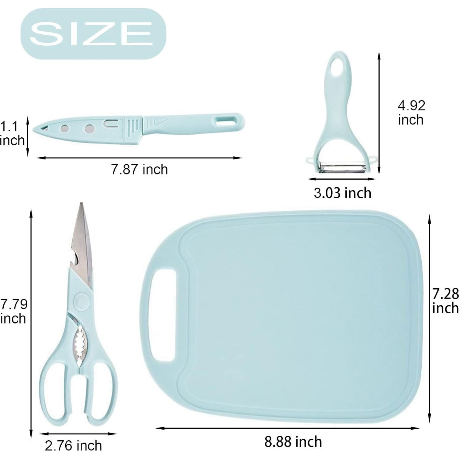 Juego de tablas de cortar Magicorange 4 piezas portátil azul