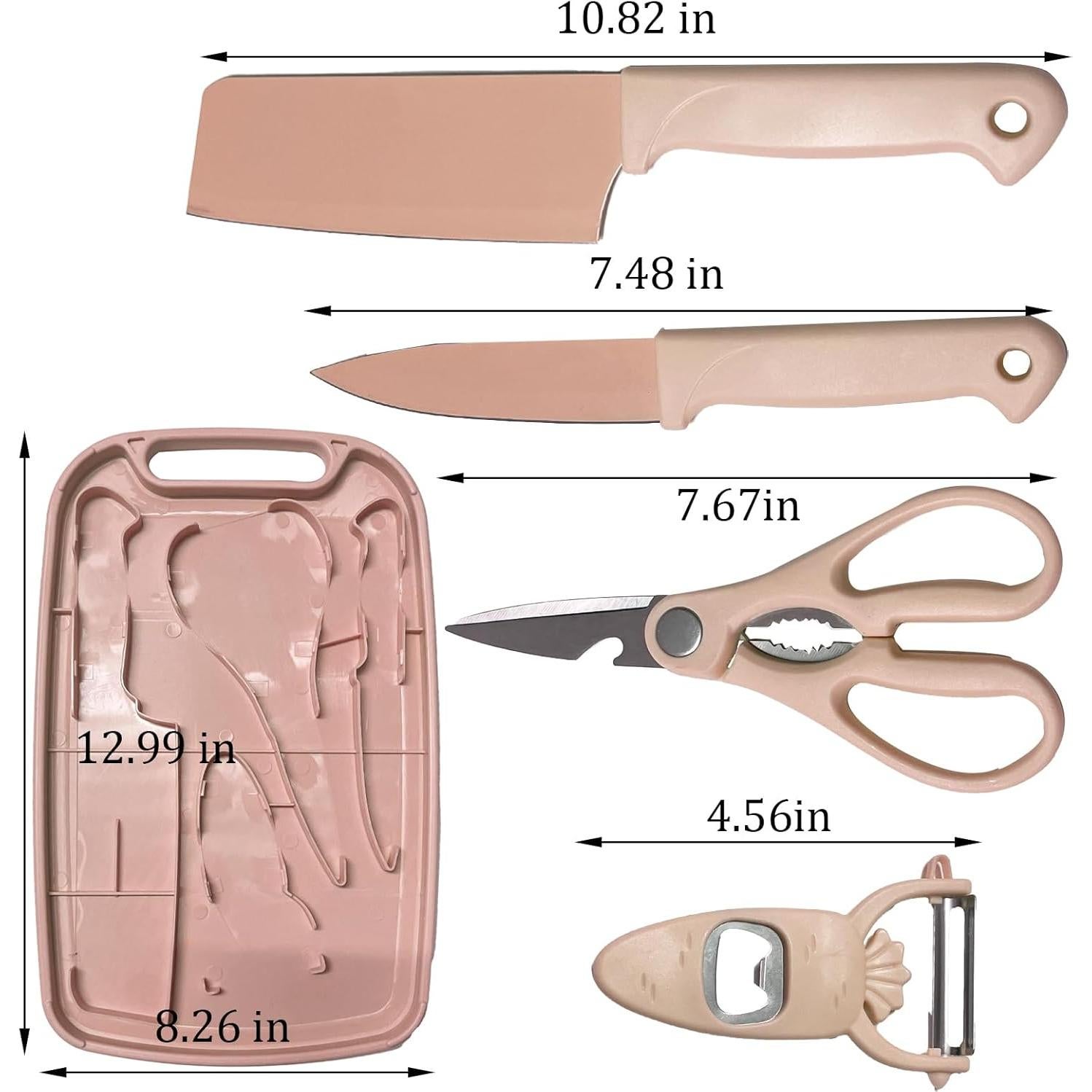 Juego de Tabla de Cortar y Cuchillo WEISHEHUG 5 en 1 Rosa