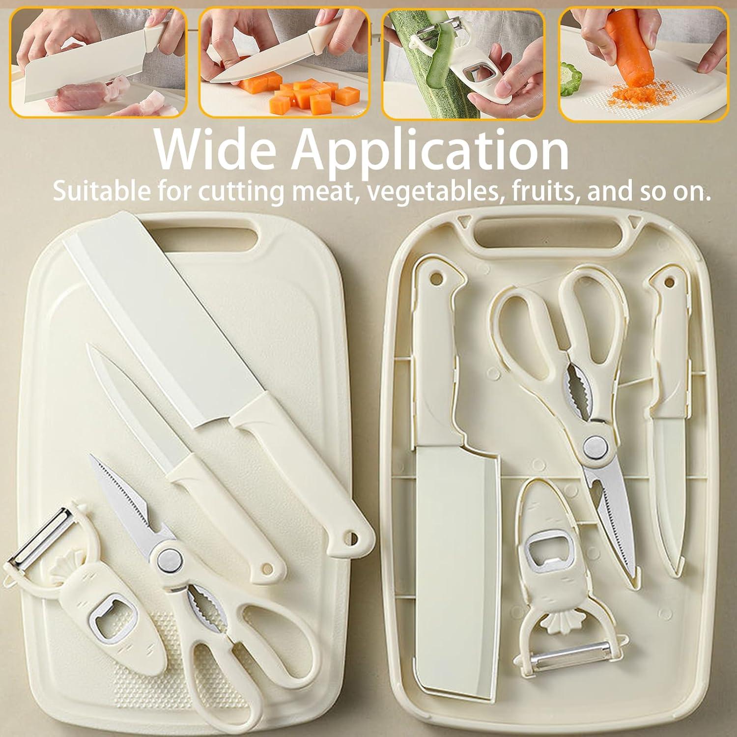 Juego de Tabla de Cortar y Cuchillo WEISHEHUG 5 en 1 Rosa