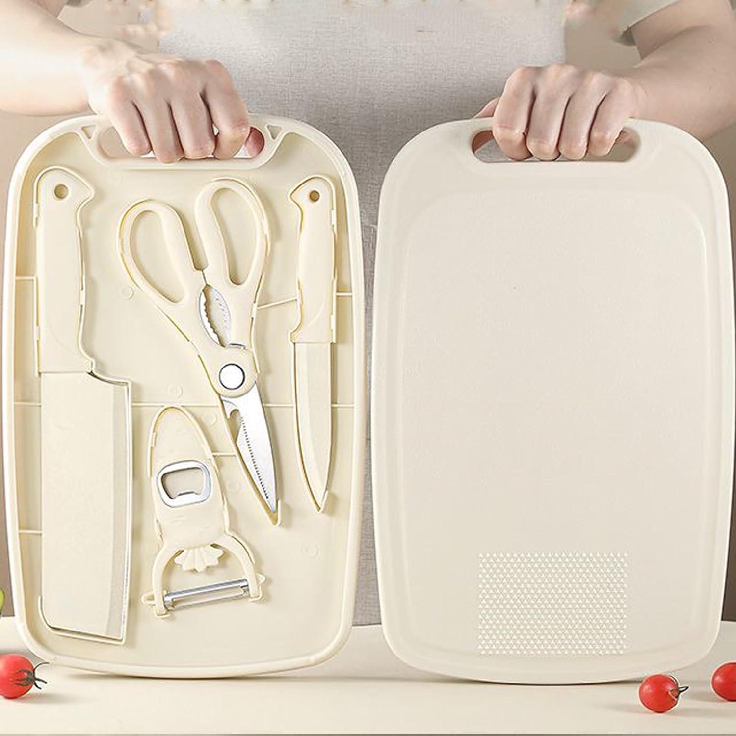 Juego de Tabla de Cortar y Cuchillo WEISHEHUG 5 en 1 Rosa