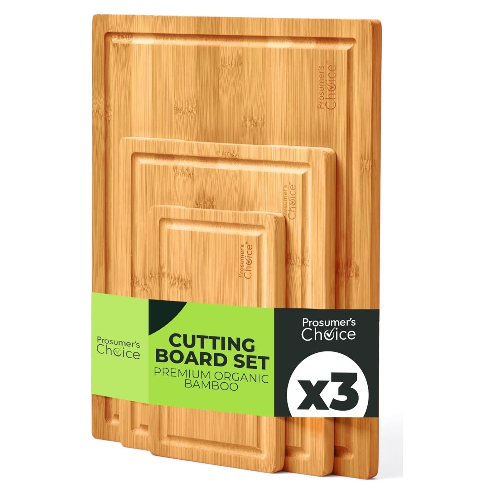 Juego de 3 Tablas de Cortar de Bambú Prosumer's Choice