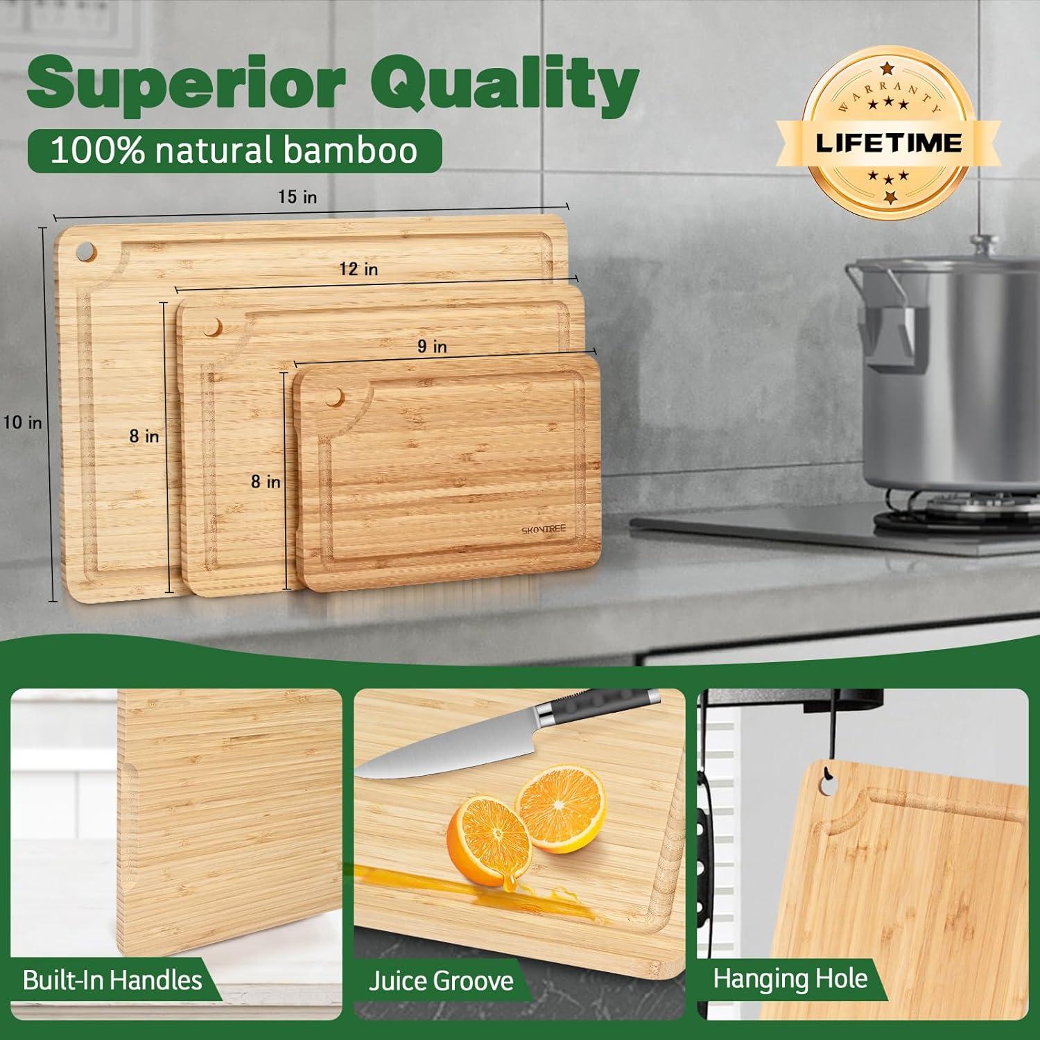 Juego de 3 Tablas de Cortar de Bambú Skovtree con Surco
