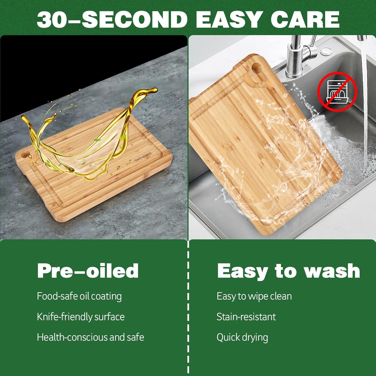 Juego de 3 Tablas de Cortar de Bambú Skovtree con Surco