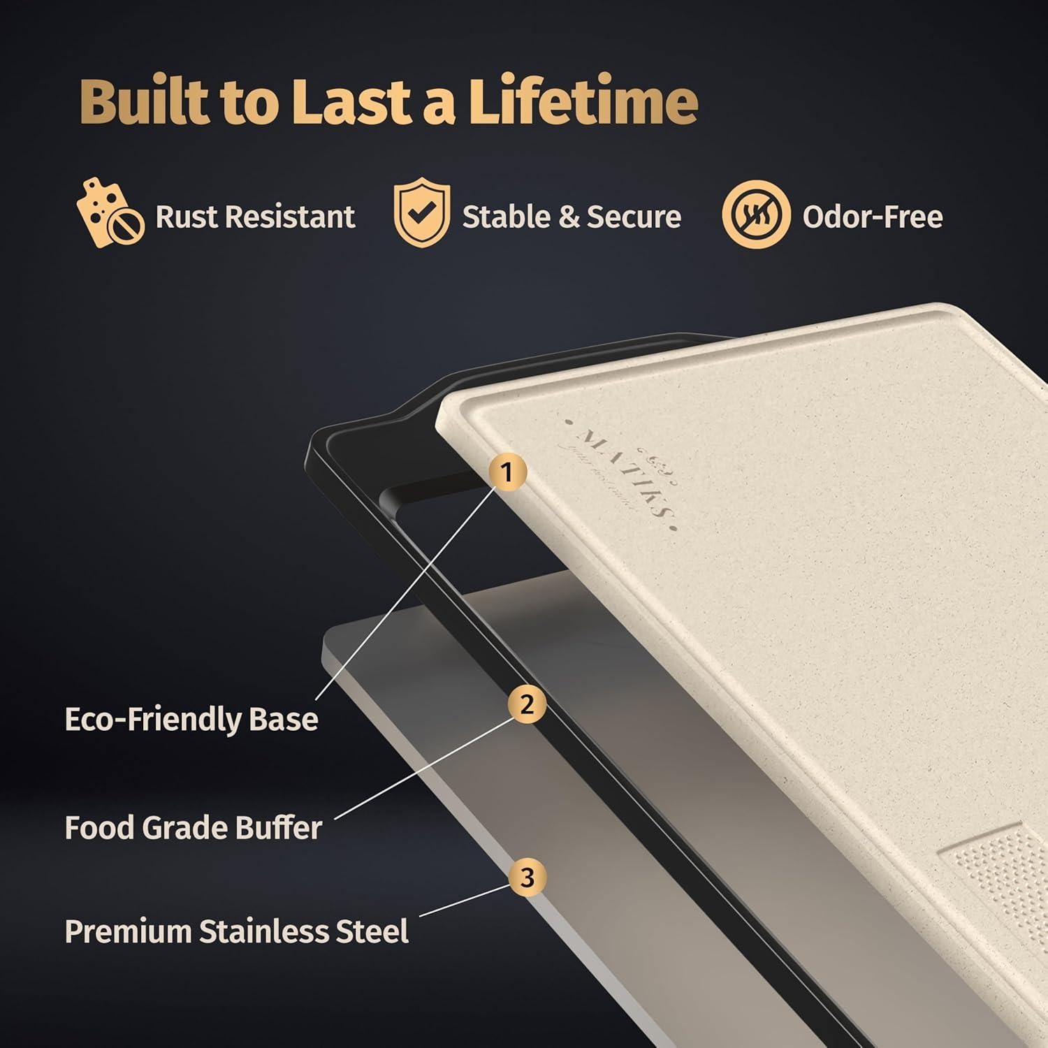 Tabla de Cortar Doble Lado Matiks 40x28cm Acero Inoxidable