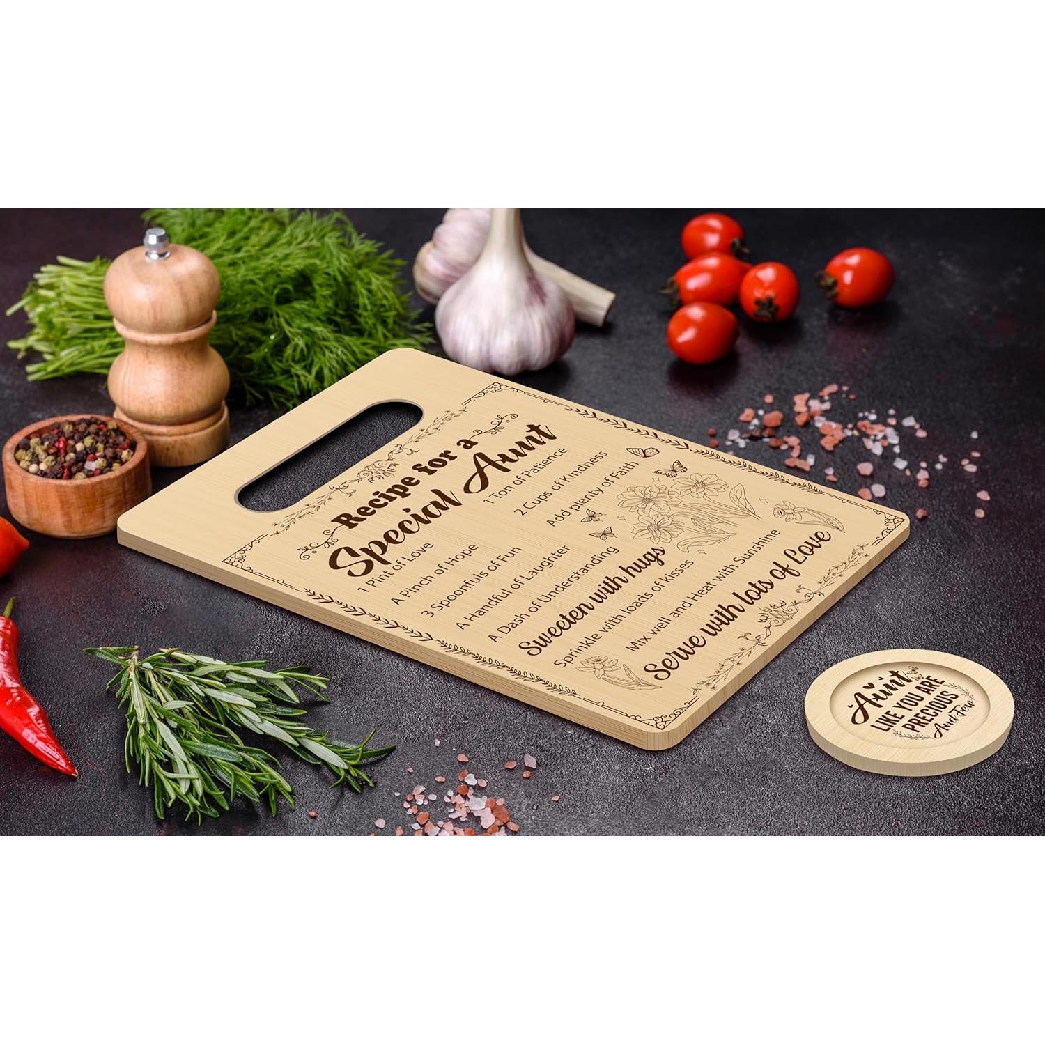 Tabla de Cortar de Bambú con Posavasos QUDNCR 30x20 cm