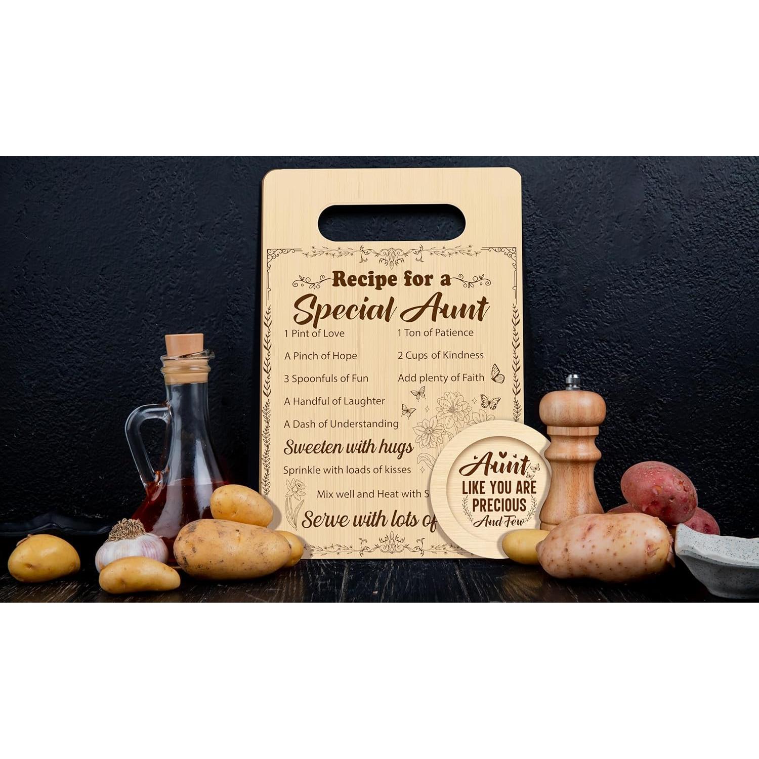 Tabla de Cortar de Bambú con Posavasos QUDNCR 30x20 cm