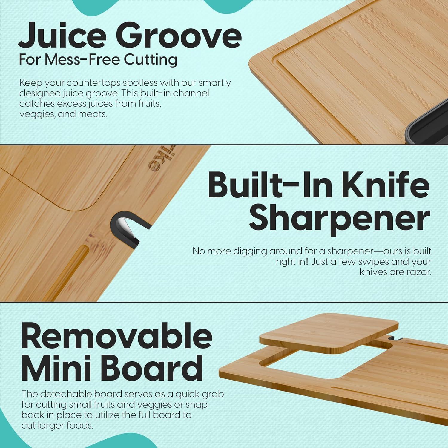 Juego de Tablas de Cortar de Bambú TerraStrike con Afilador