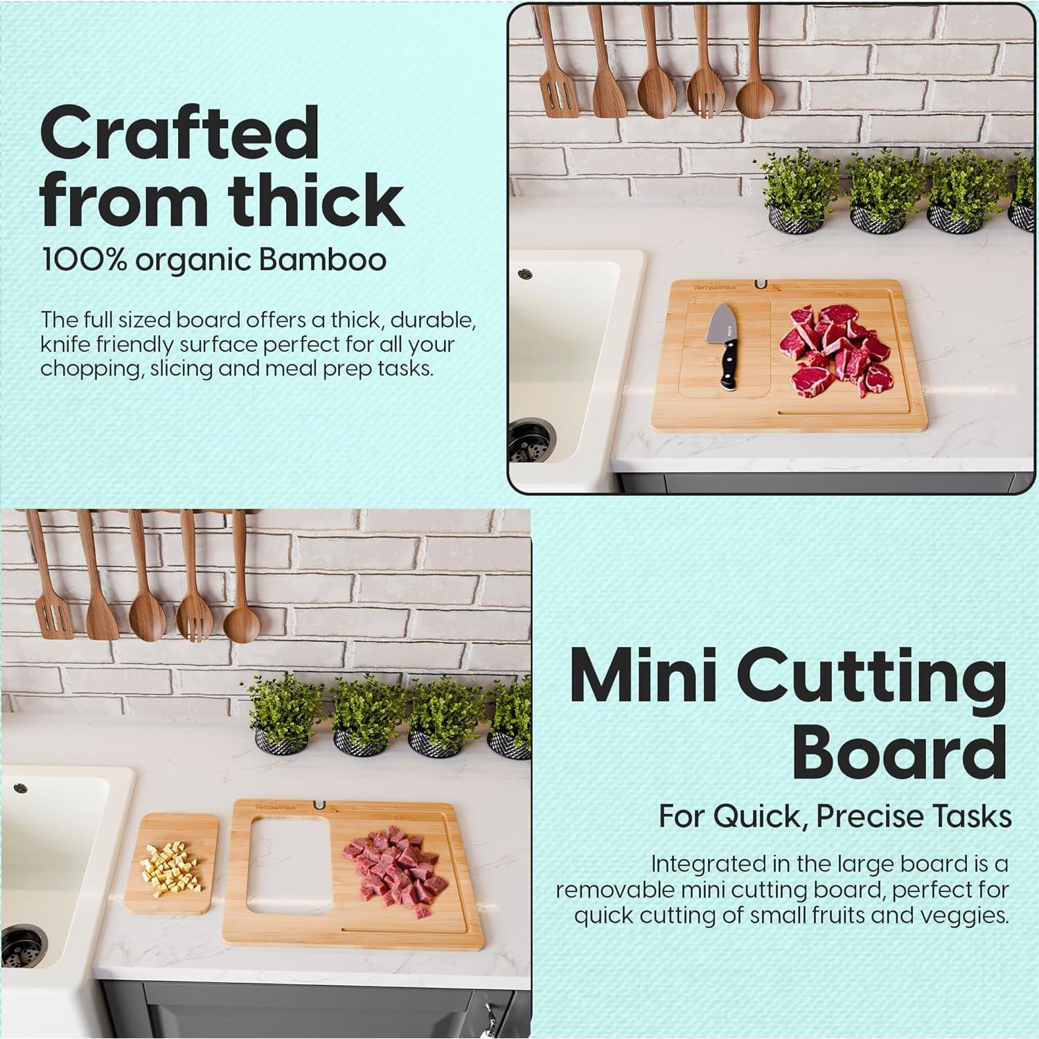 Juego de Tablas de Cortar de Bambú TerraStrike con Afilador