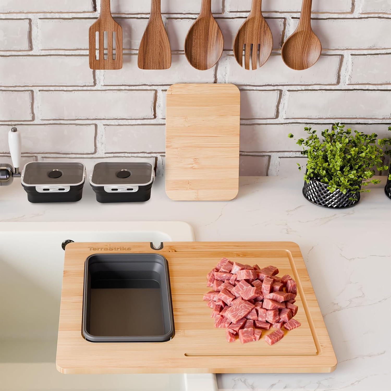 Juego de Tablas de Cortar de Bambú TerraStrike con Afilador