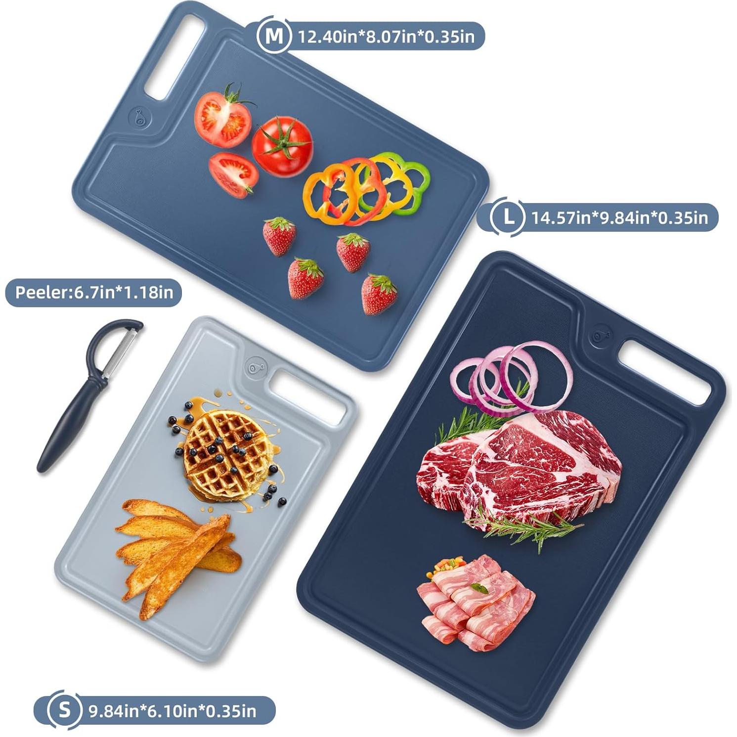 Juego de 4 tablas de cortar plásticas Jaulaors antideslizantes