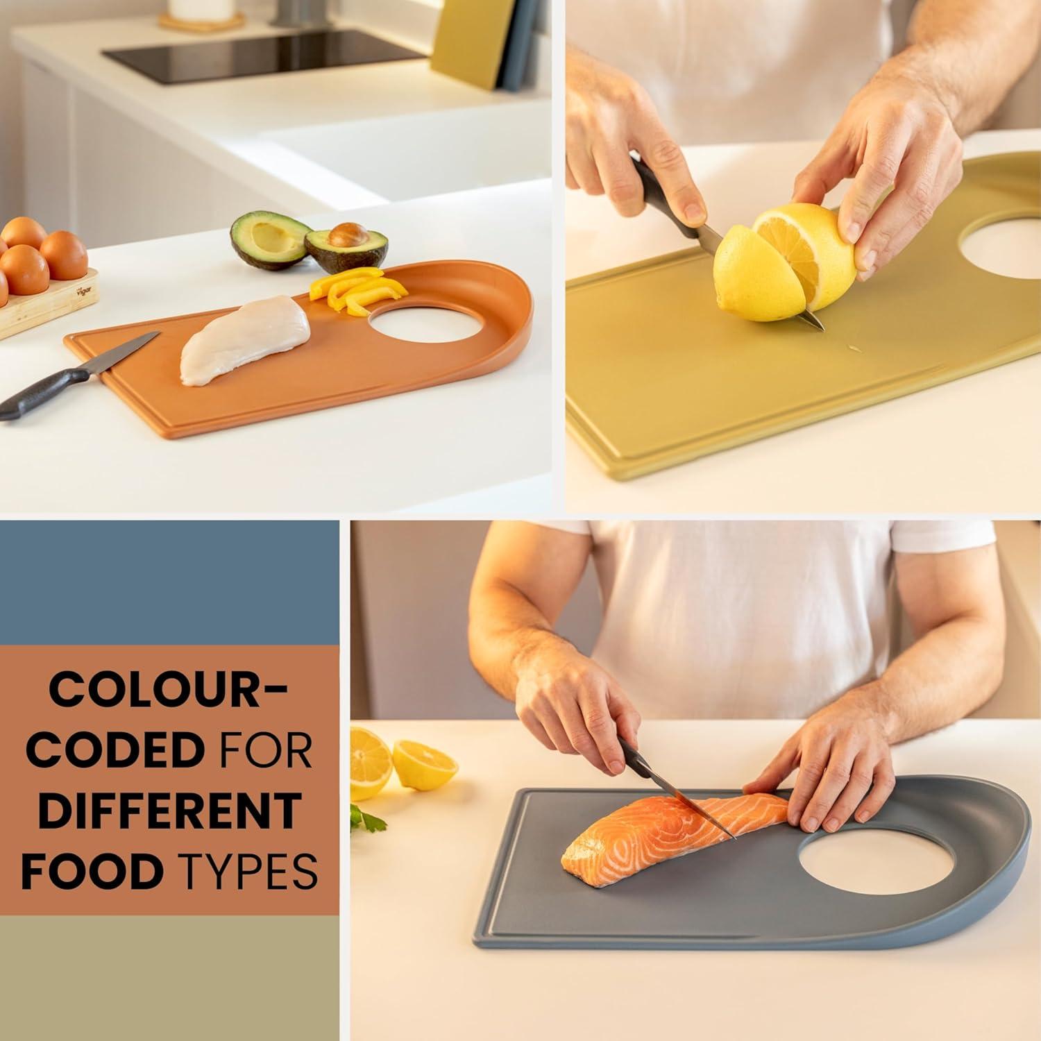 Juego de 3 Tablas de Cortar Vigar Antideslizantes 25x40 cm