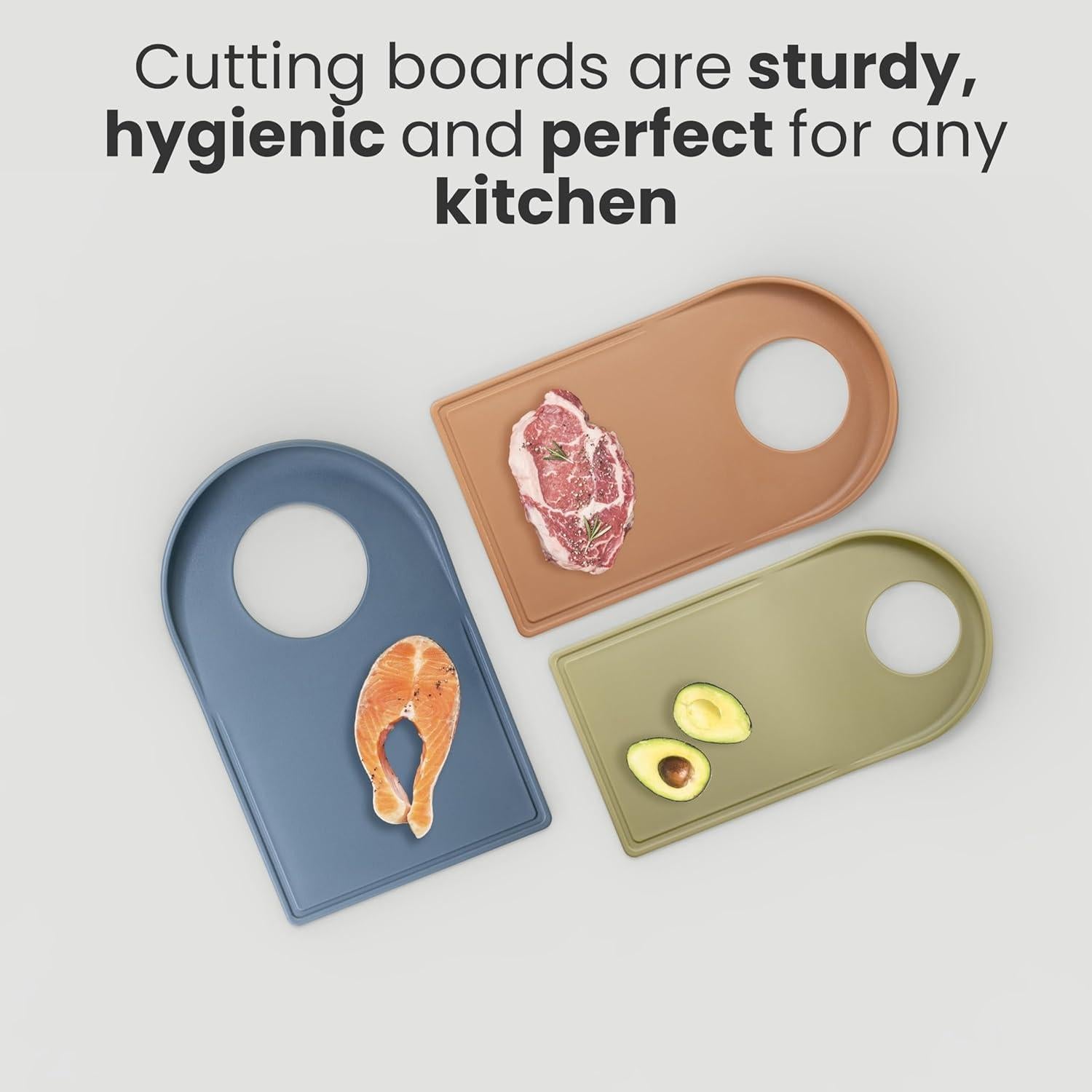 Juego de 3 Tablas de Cortar Vigar Antideslizantes 25x40 cm