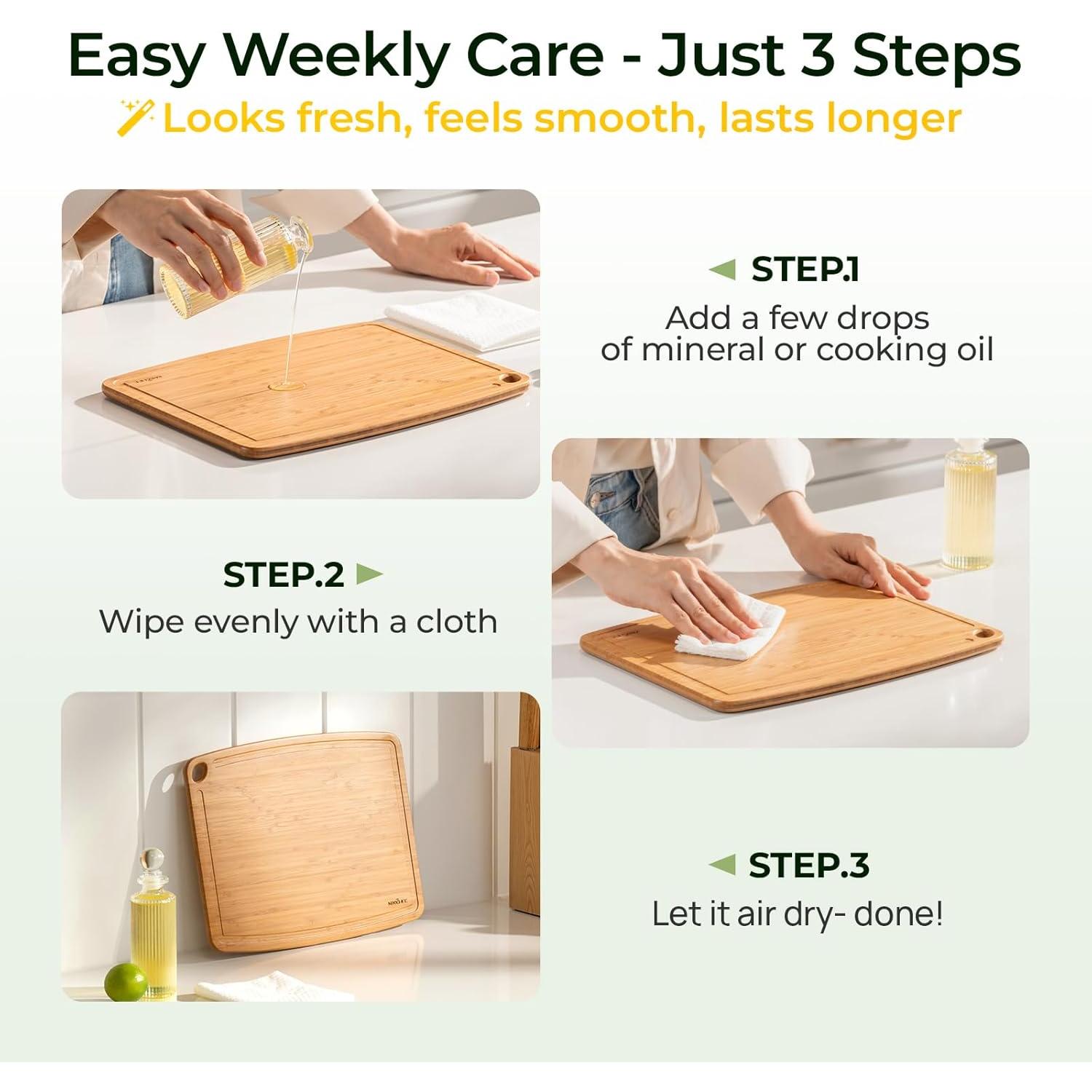 Tabla de Cortar de Bambú Keechee 33x25 cm A Prueba de Lavavajillas