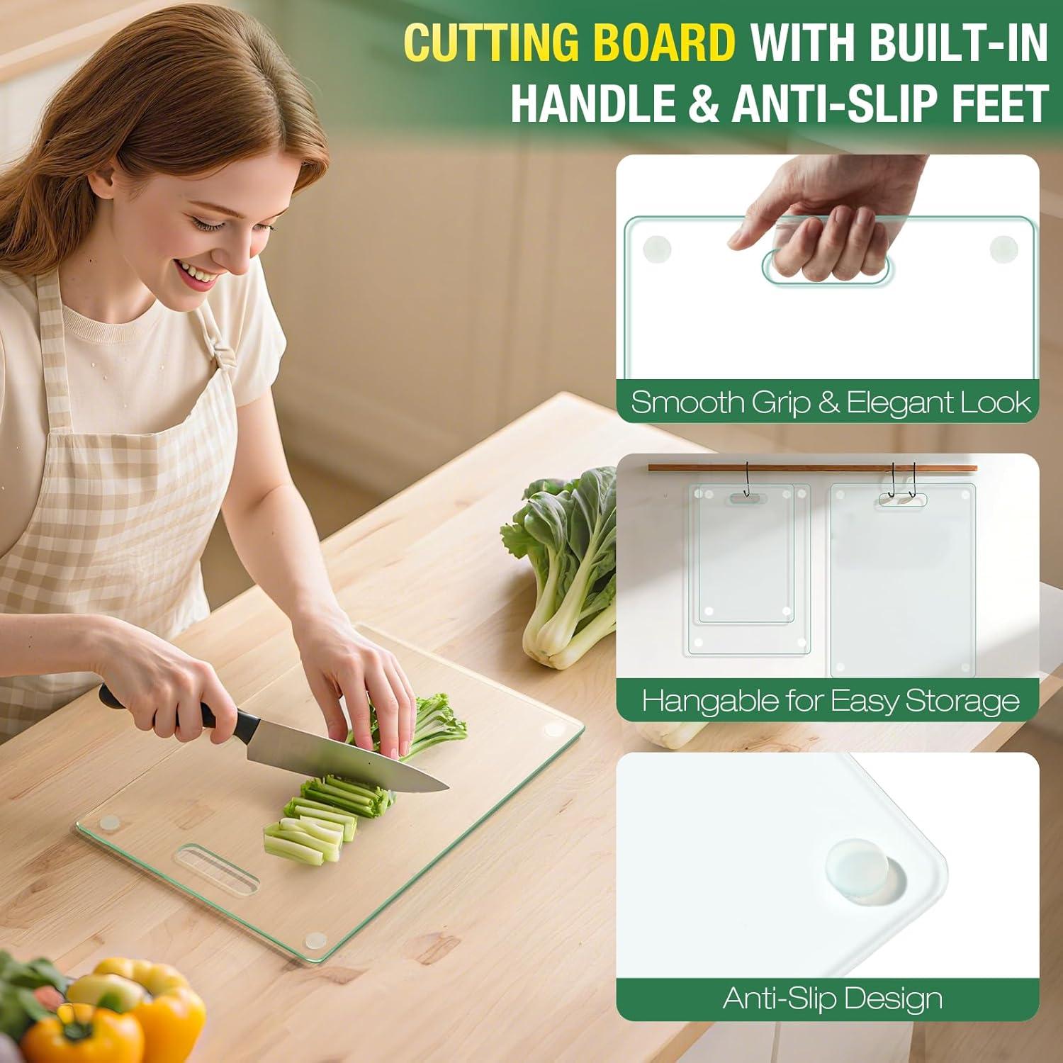 Juego de 3 Tablas de Cortar de Vidrio Templado FUOAUYK