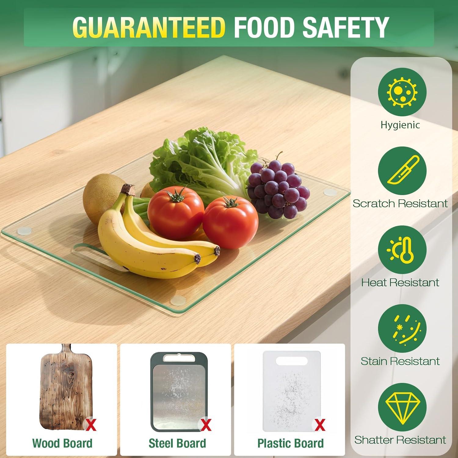 Juego de 3 Tablas de Cortar de Vidrio Templado FUOAUYK