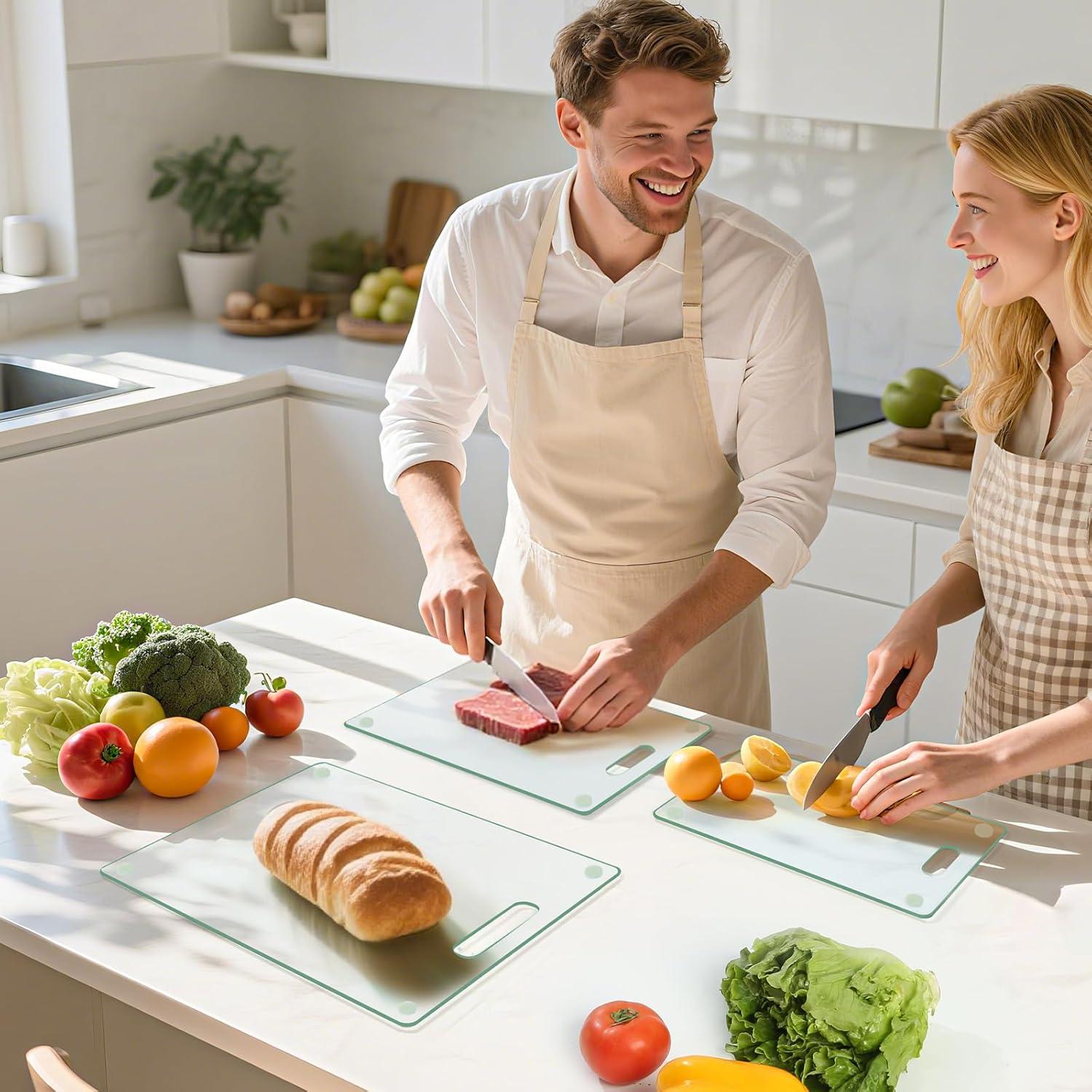 Juego de 3 Tablas de Cortar de Vidrio Templado FUOAUYK