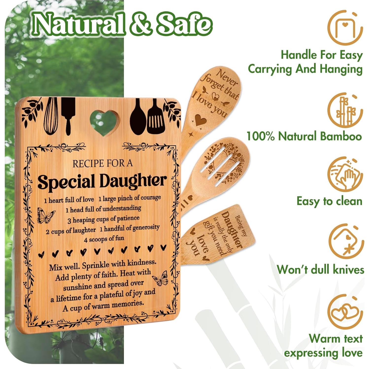 Conjunto de Regalos de Cumpleaños para Hija Apjielop - Tabla de Cortar y Utensilios de Bambú