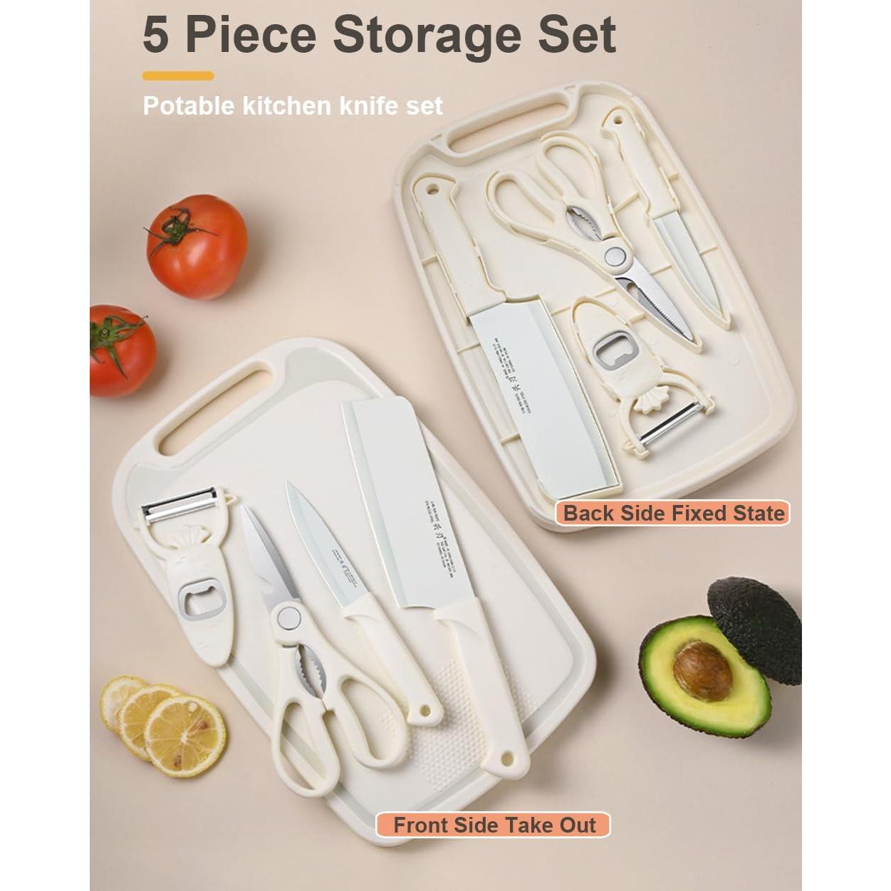 Set de cuchillos SUJAYU 5 en 1 con tabla de cortar y tijeras