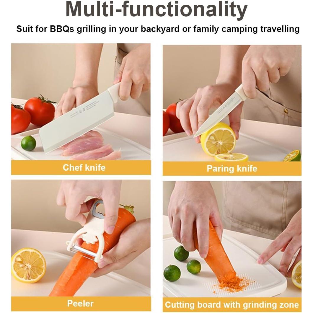 Set de cuchillos SUJAYU 5 en 1 con tabla de cortar y tijeras