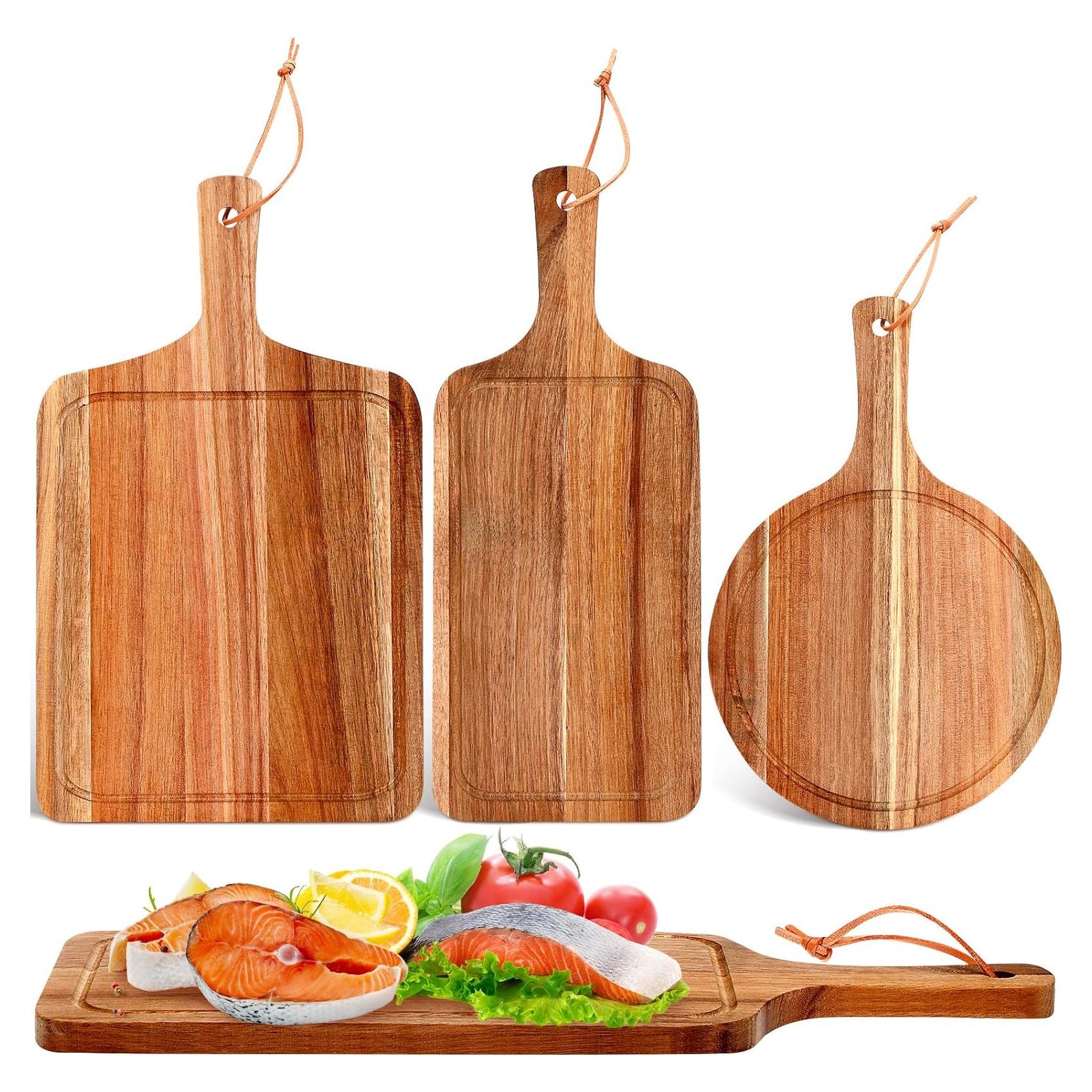 Juego de Tablas de Cortar de Madera de Acacia Kathfly - 3 Piezas