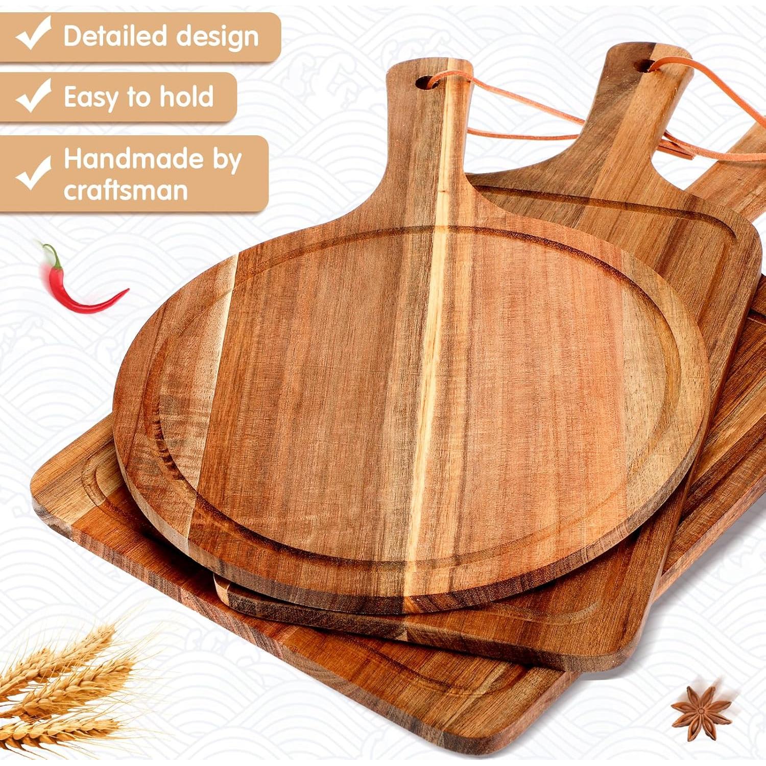 Juego de Tablas de Cortar de Madera de Acacia Kathfly - 3 Piezas