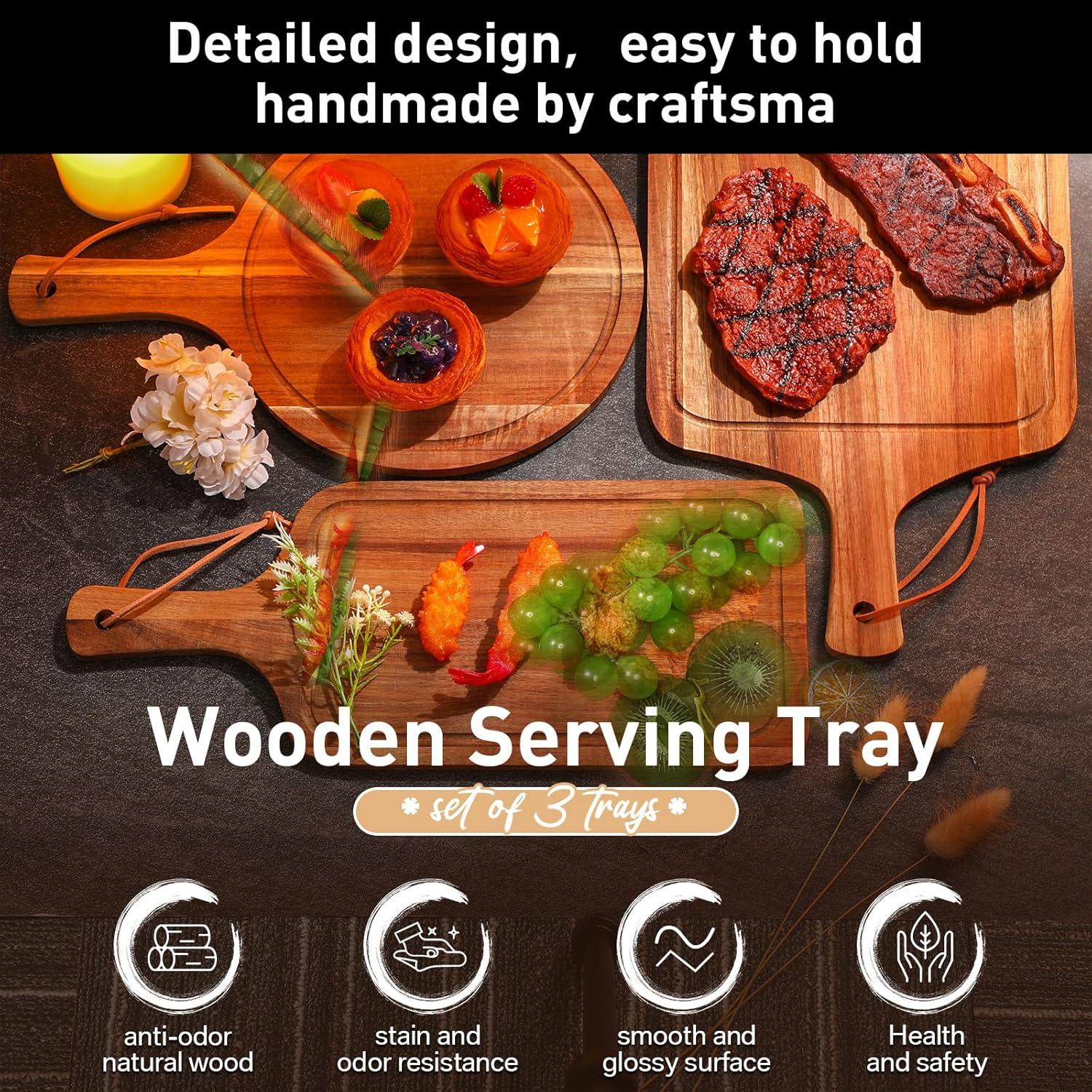 Juego de Tablas de Cortar de Madera de Acacia Kathfly - 3 Piezas