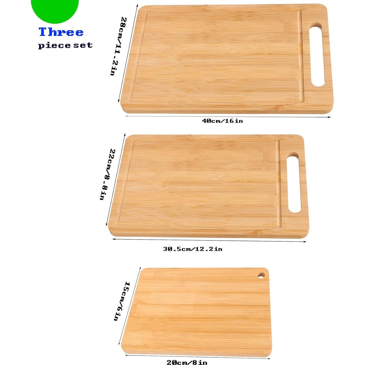 Juego de 3 Tablas de Cortar de Bambú Pesueklns con Surcos