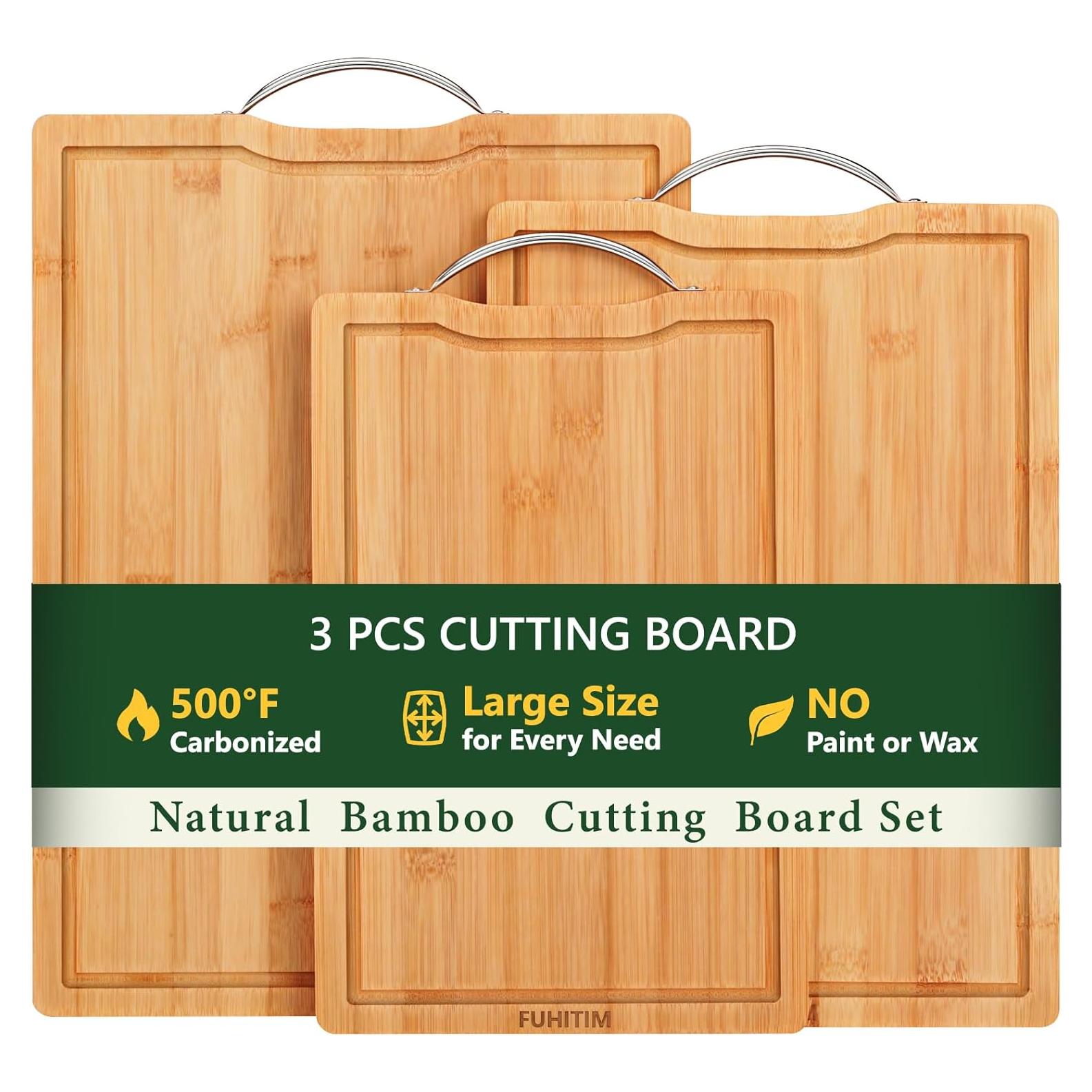 Juego de Tablas de Cortar de Bambú FUHITIM - 3 Piezas, Ecológicas