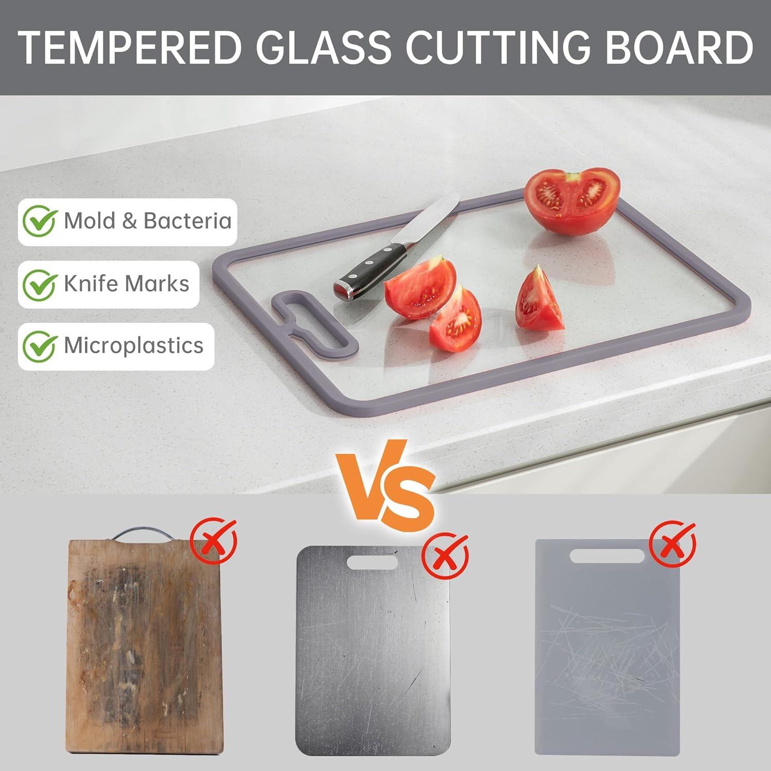 Juego de 2 Tablas de Cortar de Vidrio Templado Fyctio 38x28cm