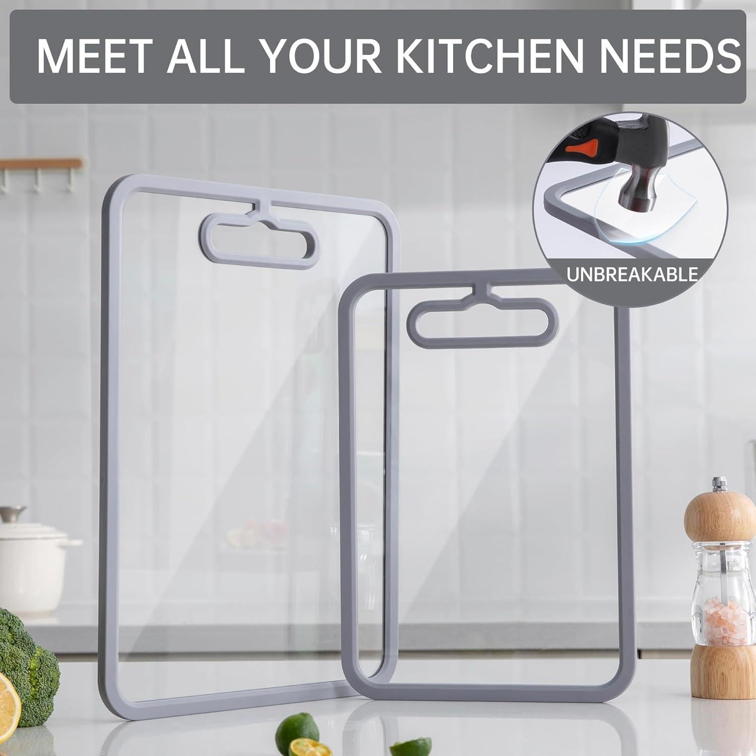 Juego de 2 Tablas de Cortar de Vidrio Templado Fyctio 38x28cm