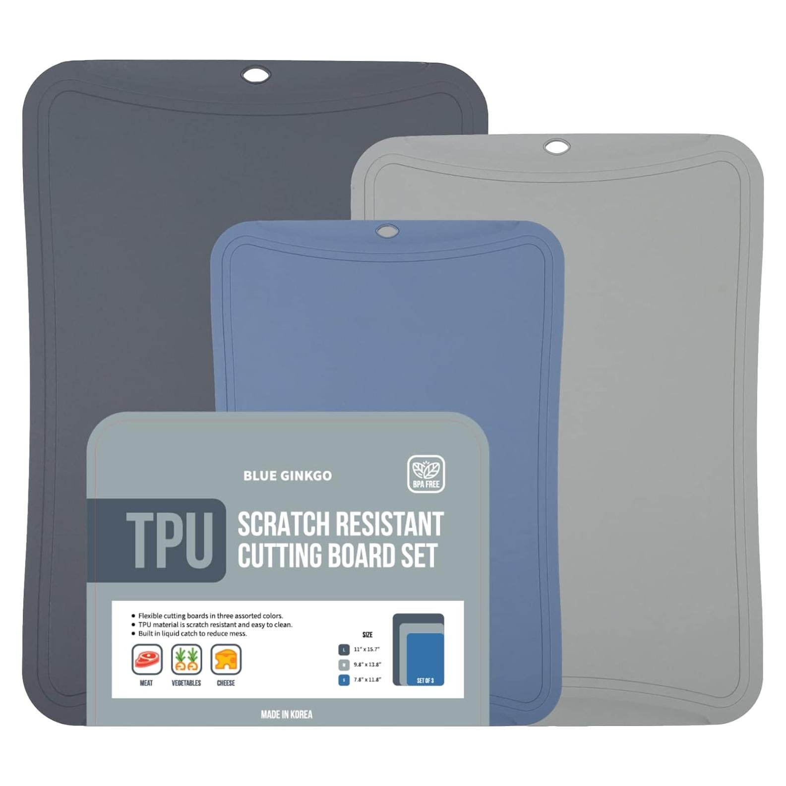 Juego de 3 Tableros de Corte TPU Blue Ginkgo - Flexibles y Duraderos