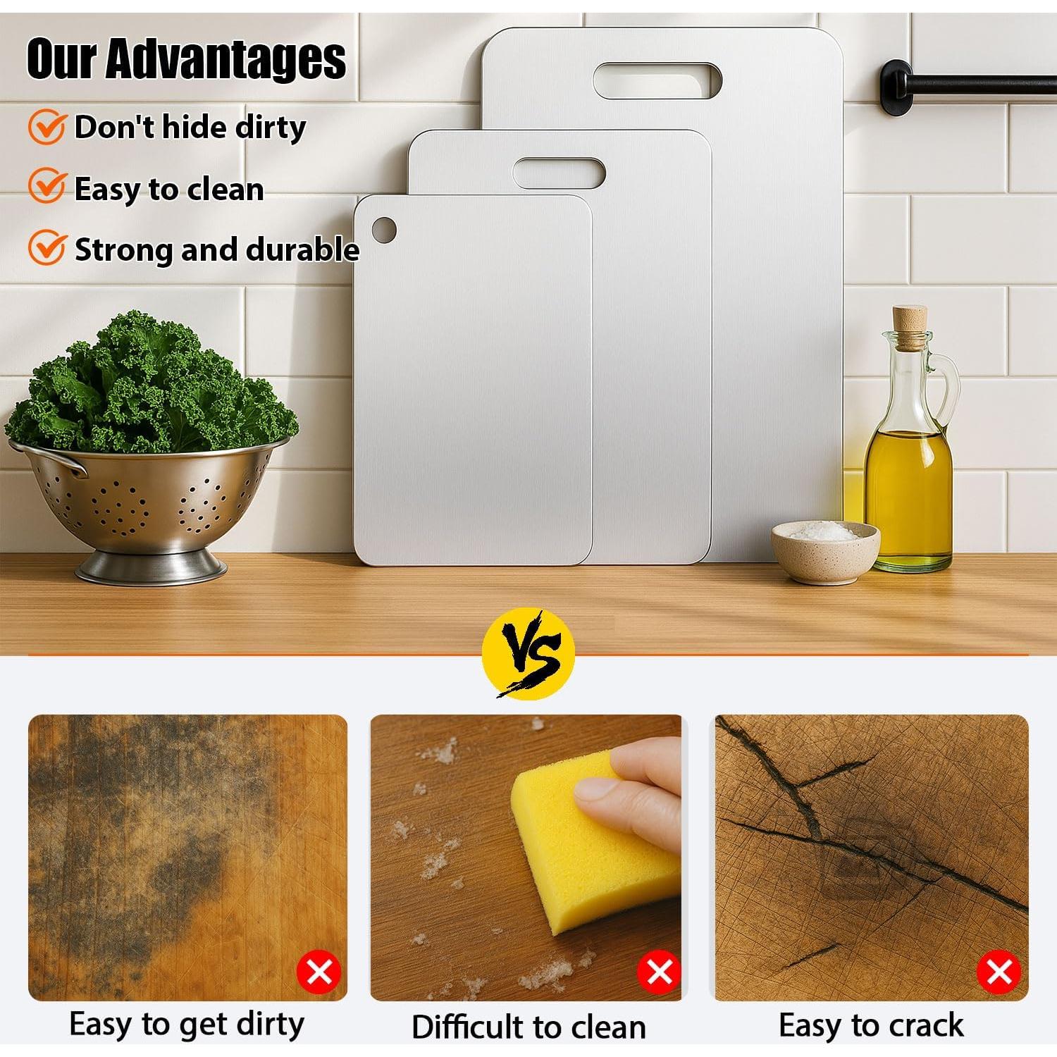 Juego de tablas de cortar de titanio XTBSE 3 piezas S+M+L