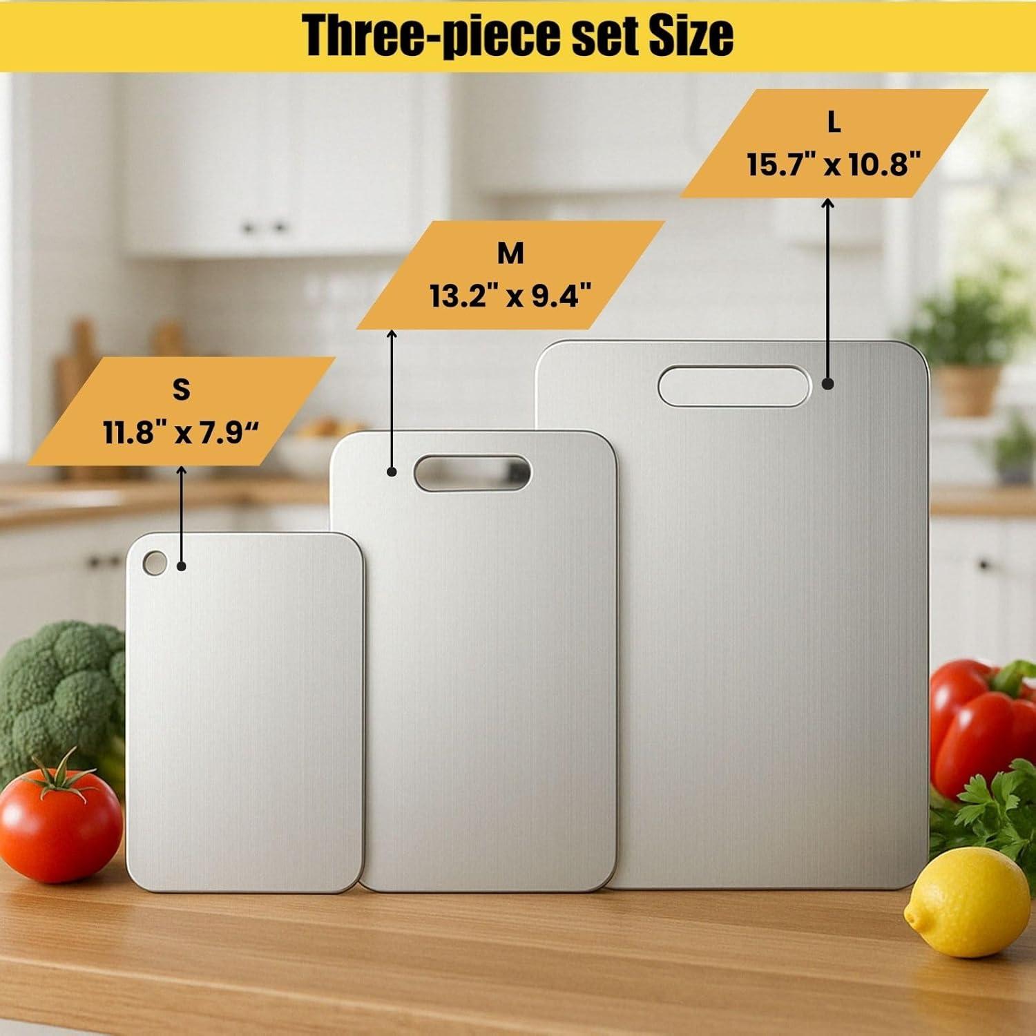 Juego de tablas de cortar de titanio XTBSE 3 piezas S+M+L