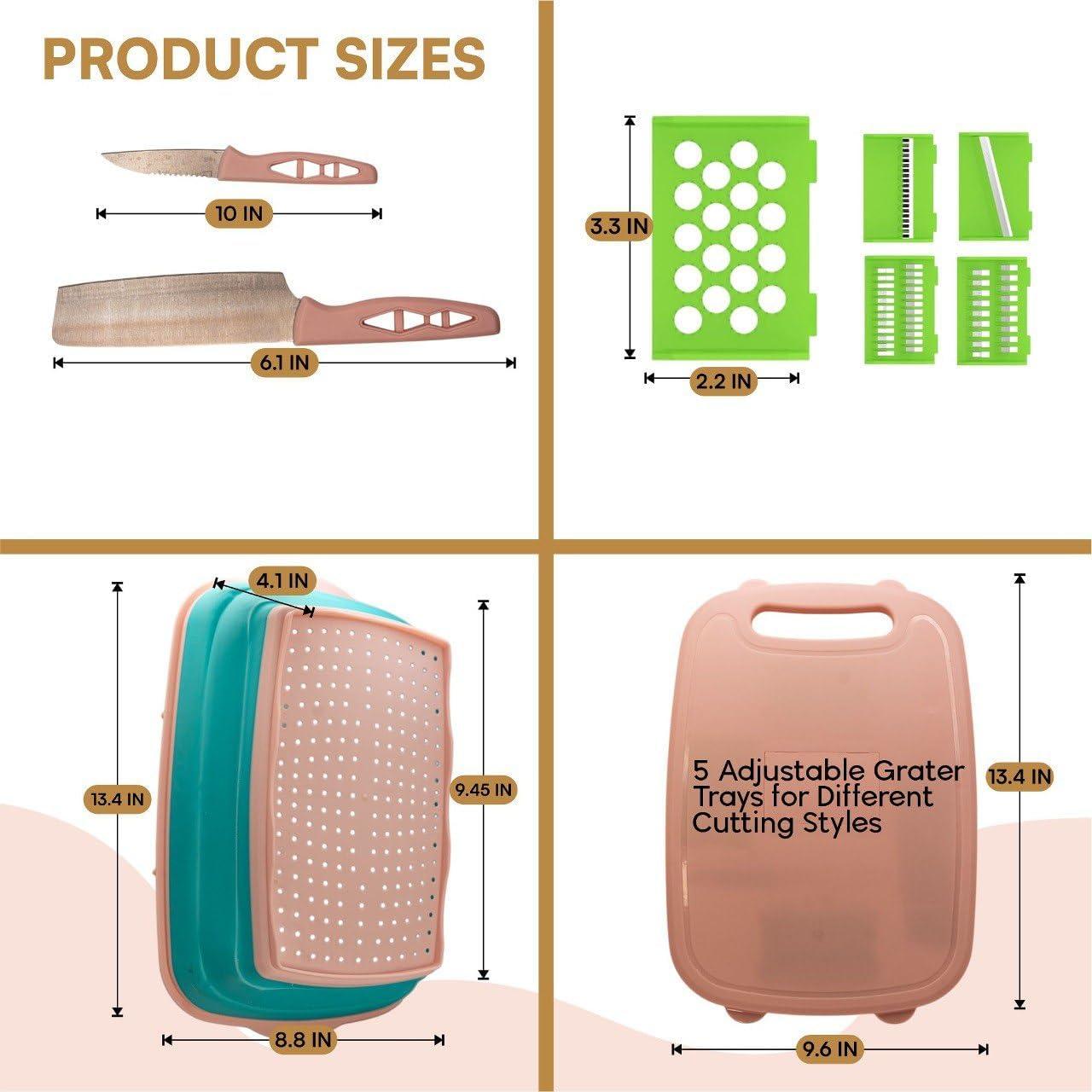 Juego de Tablas de Cortar Plegables Phoenix'Hills Rosa 34x22cm