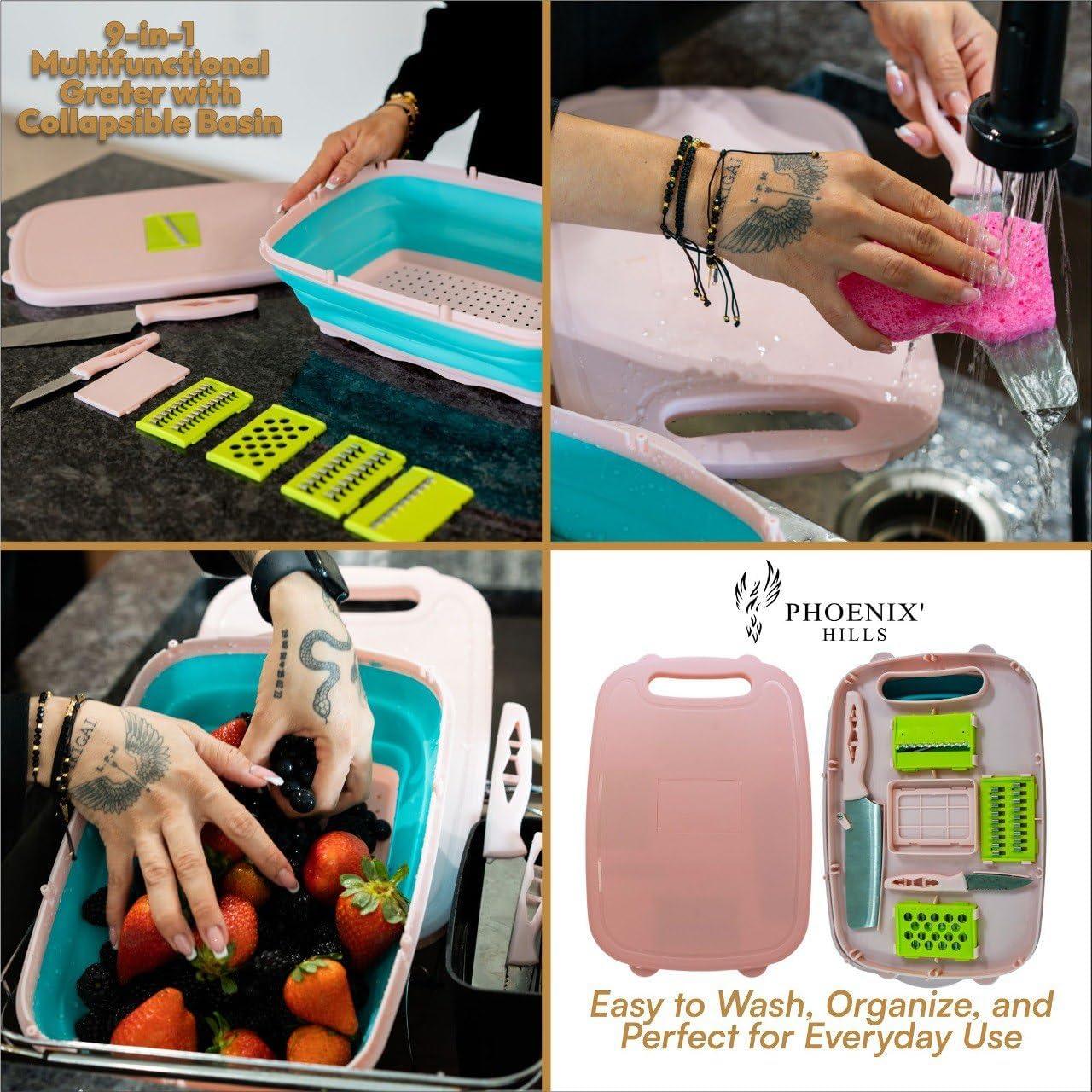 Juego de Tablas de Cortar Plegables Phoenix'Hills Rosa 34x22cm